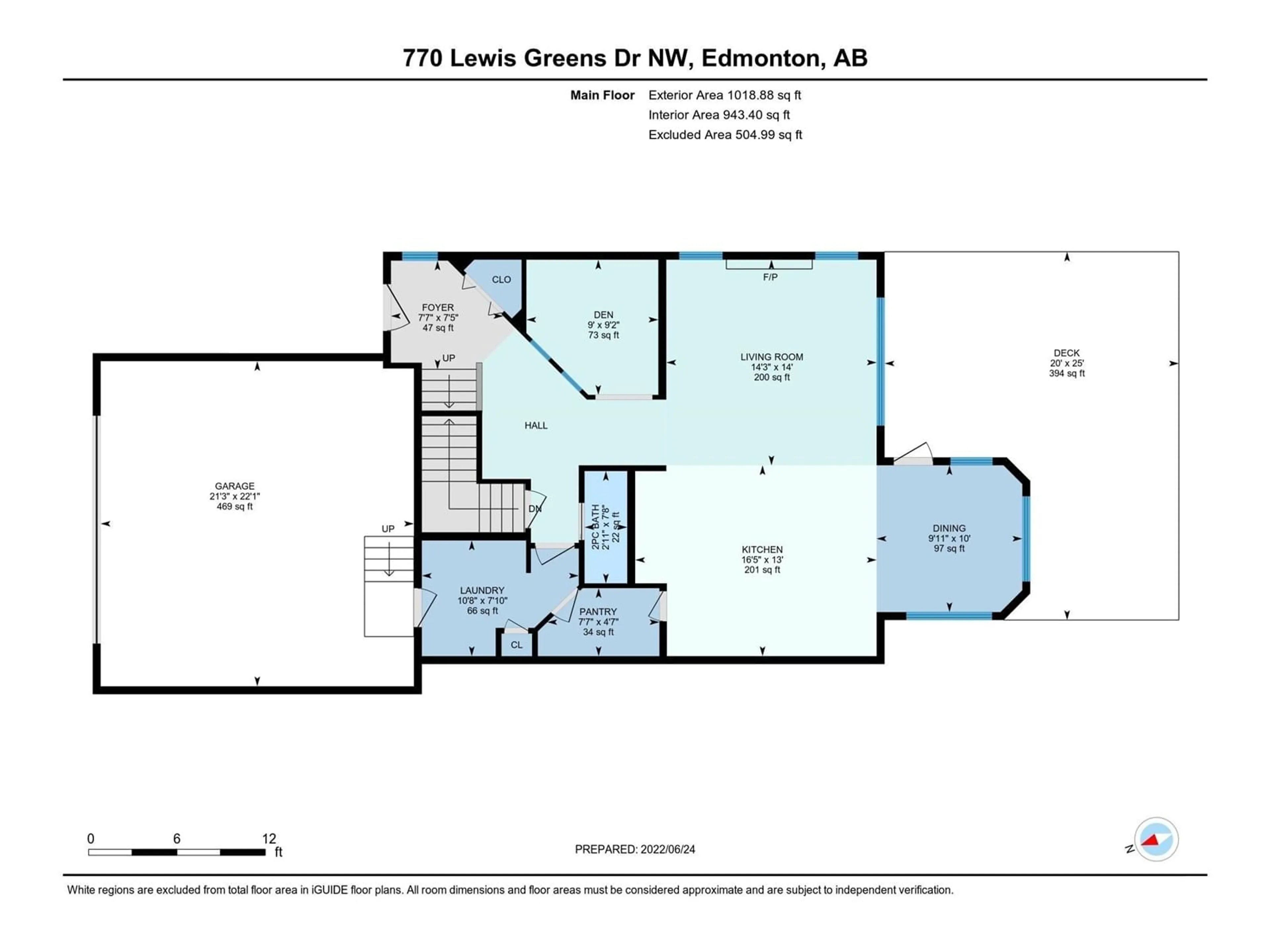 Floor plan for 770 LEWIS GREENS DR NW, Edmonton Alberta T5T4N1