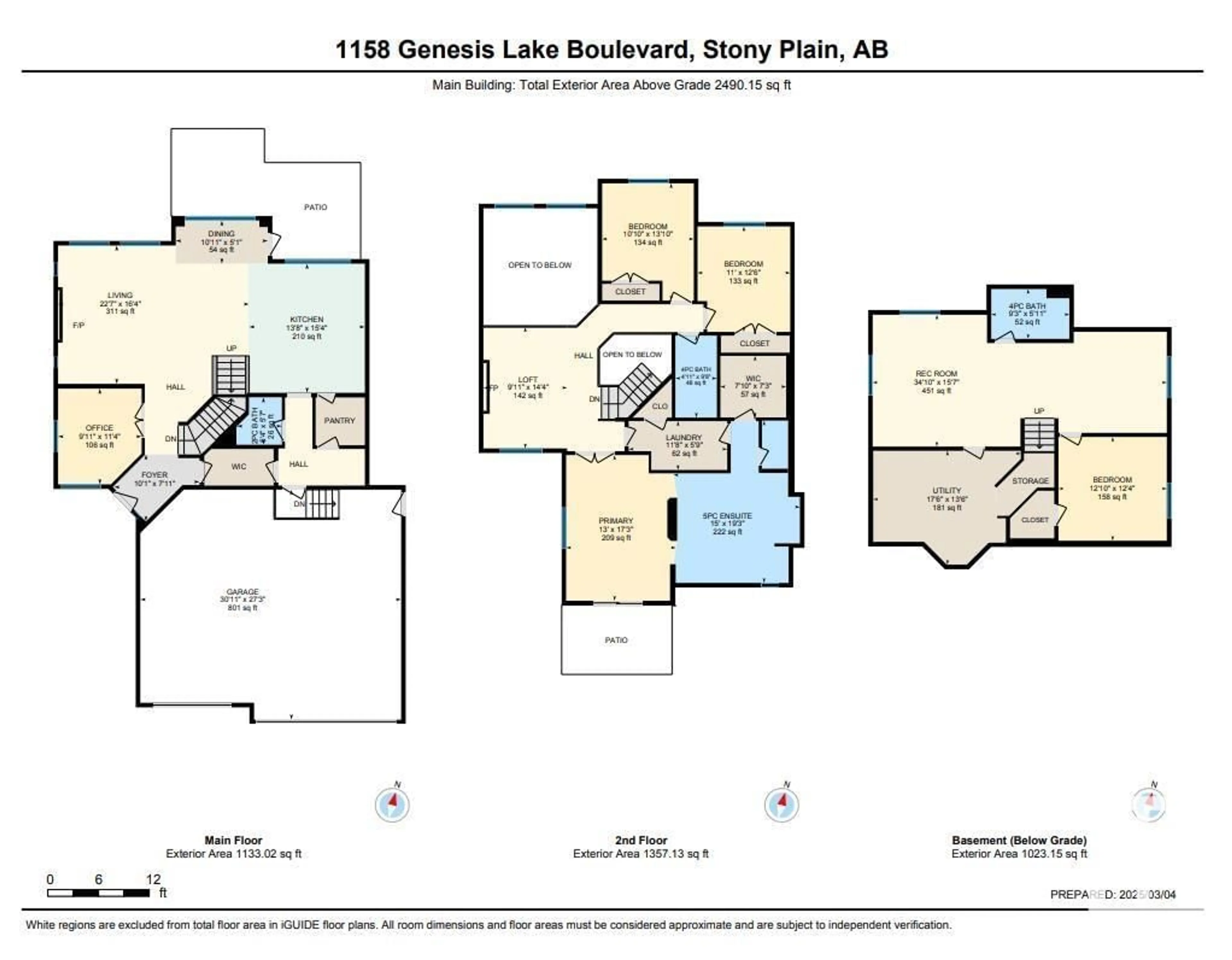 Floor plan for 1158 GENESIS LAKE BV, Stony Plain Alberta T7Z0K5