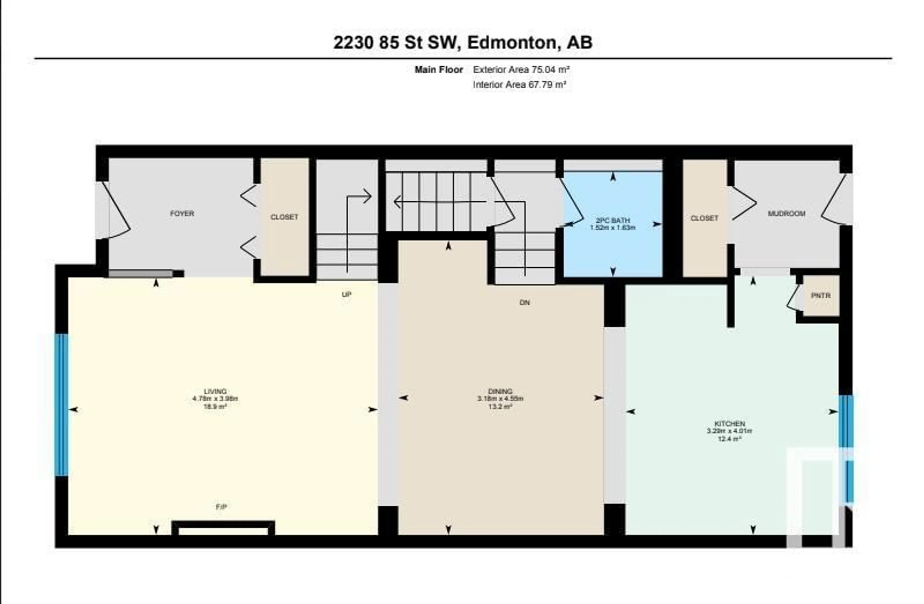 Floor plan for 2230 85 Street SW, Edmonton Alberta T6X2G1