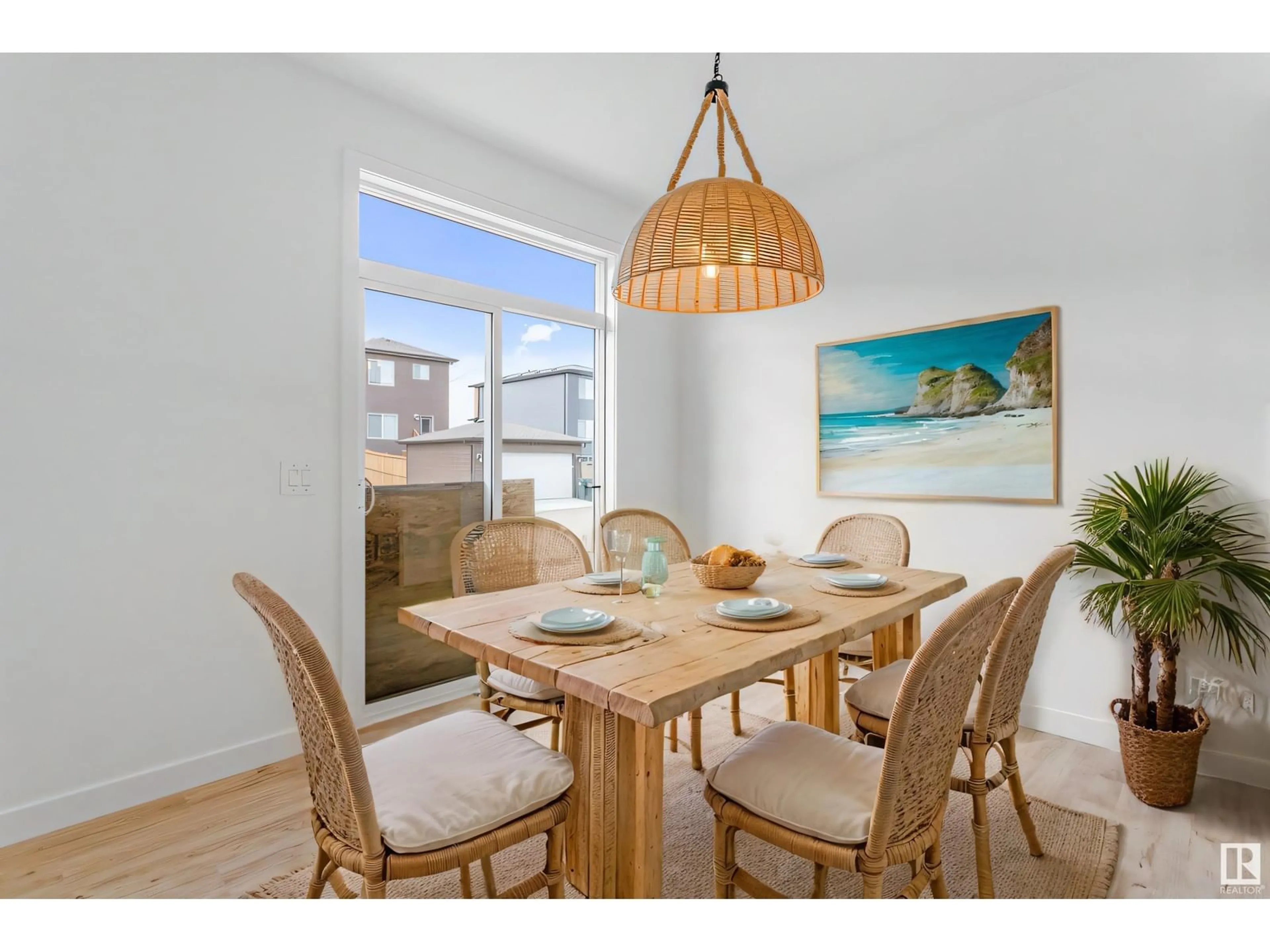 Dining room, wood/laminate floor for 76 Catria PT, Sherwood Park Alberta T8H2Z7