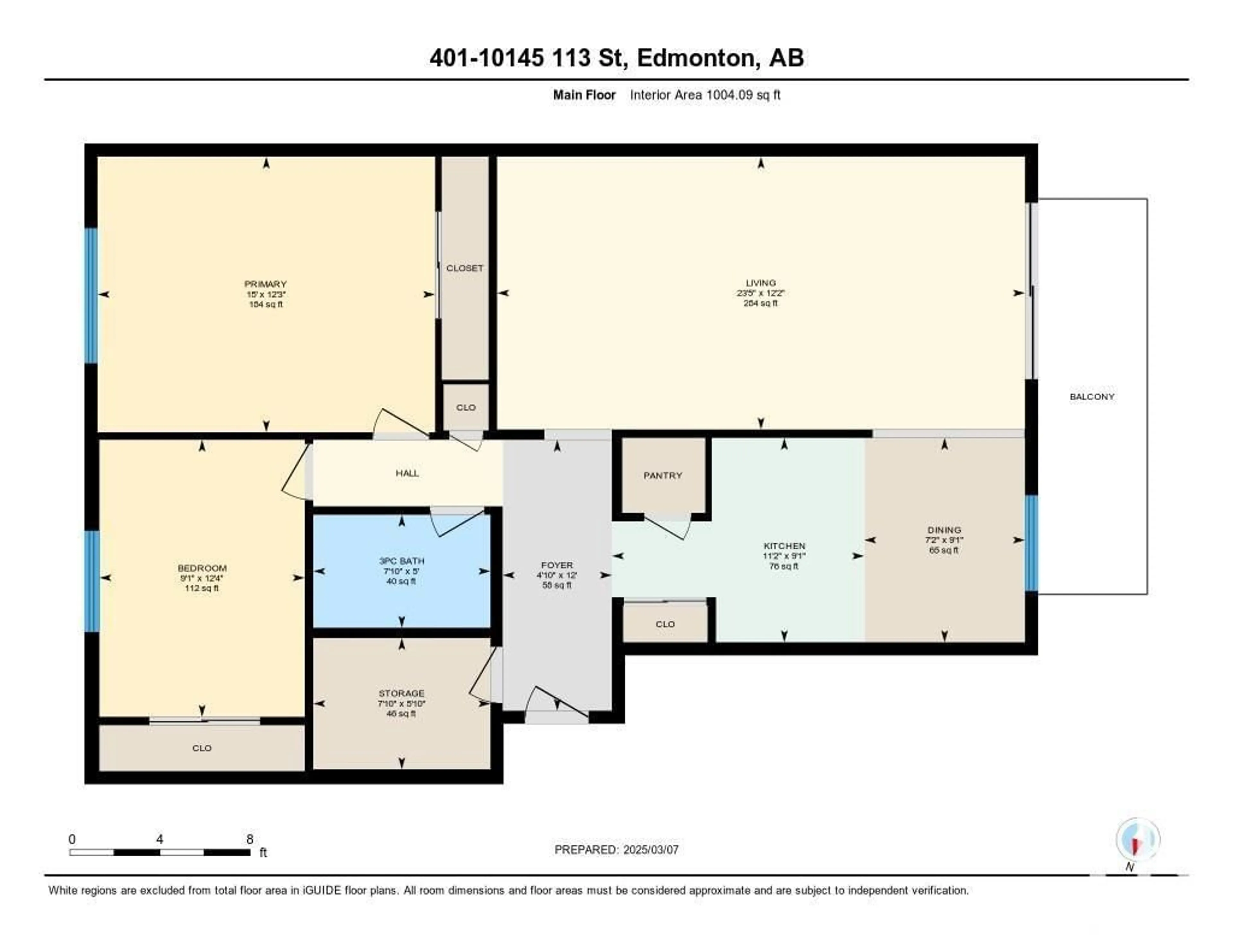 Floor plan for #401 10145 113 ST NW, Edmonton Alberta T5K1P1