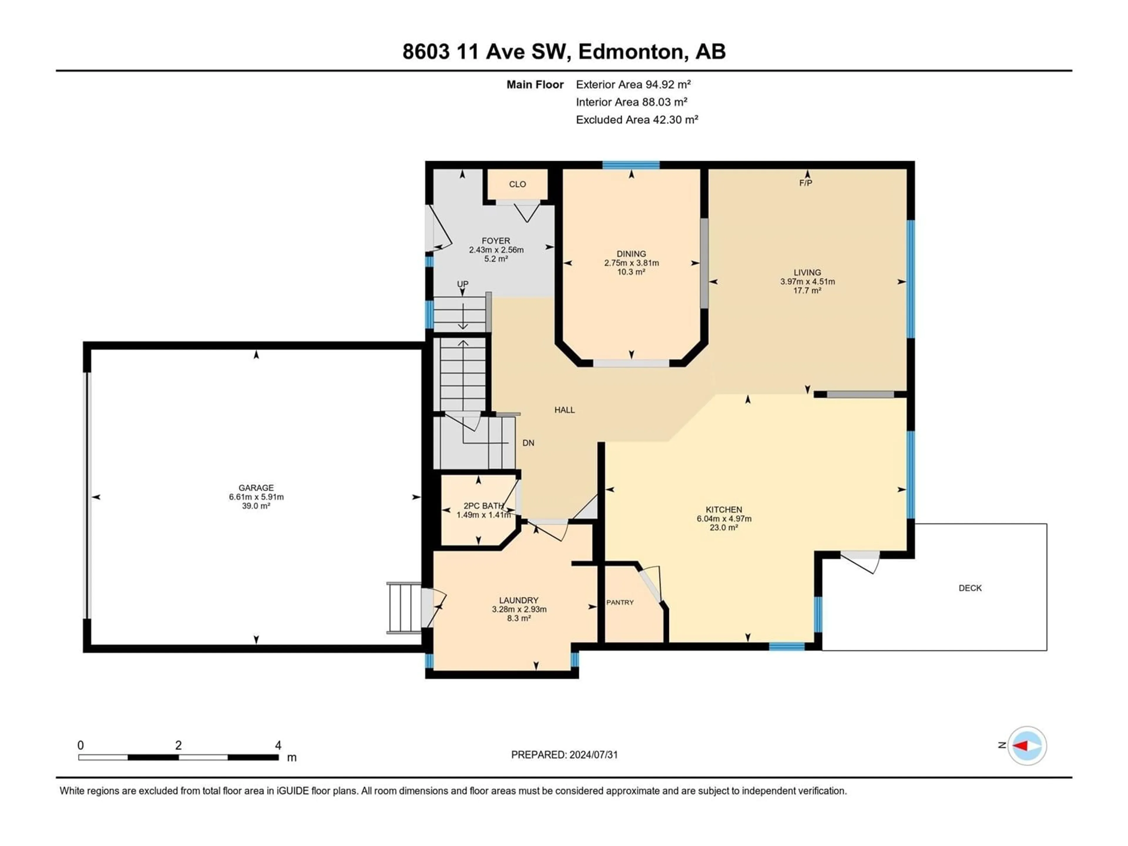 Floor plan for 8603 11 AV SW, Edmonton Alberta T6X1J4