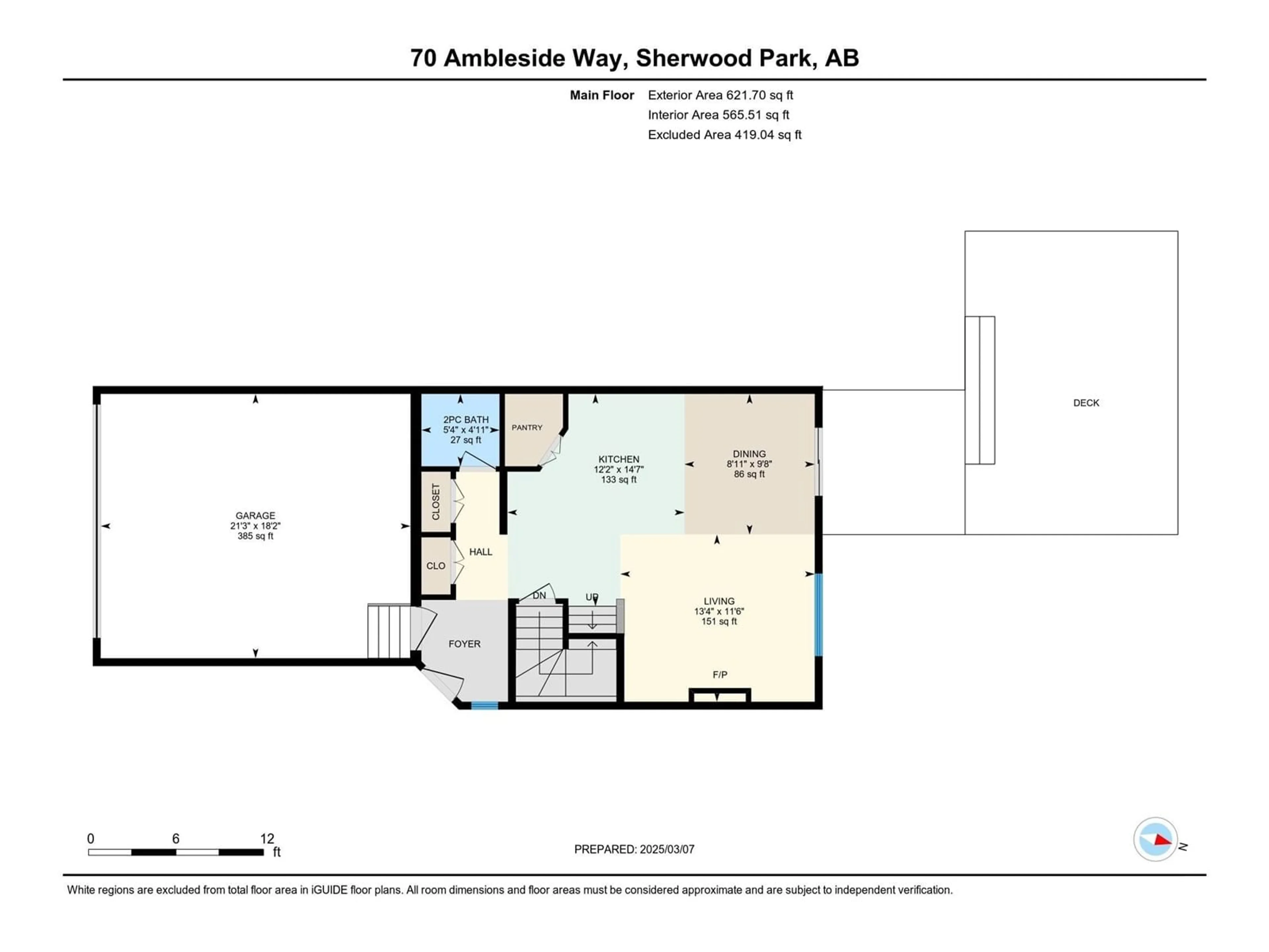 Floor plan for 70 AMBLESIDE WY, Sherwood Park Alberta T8H1A5