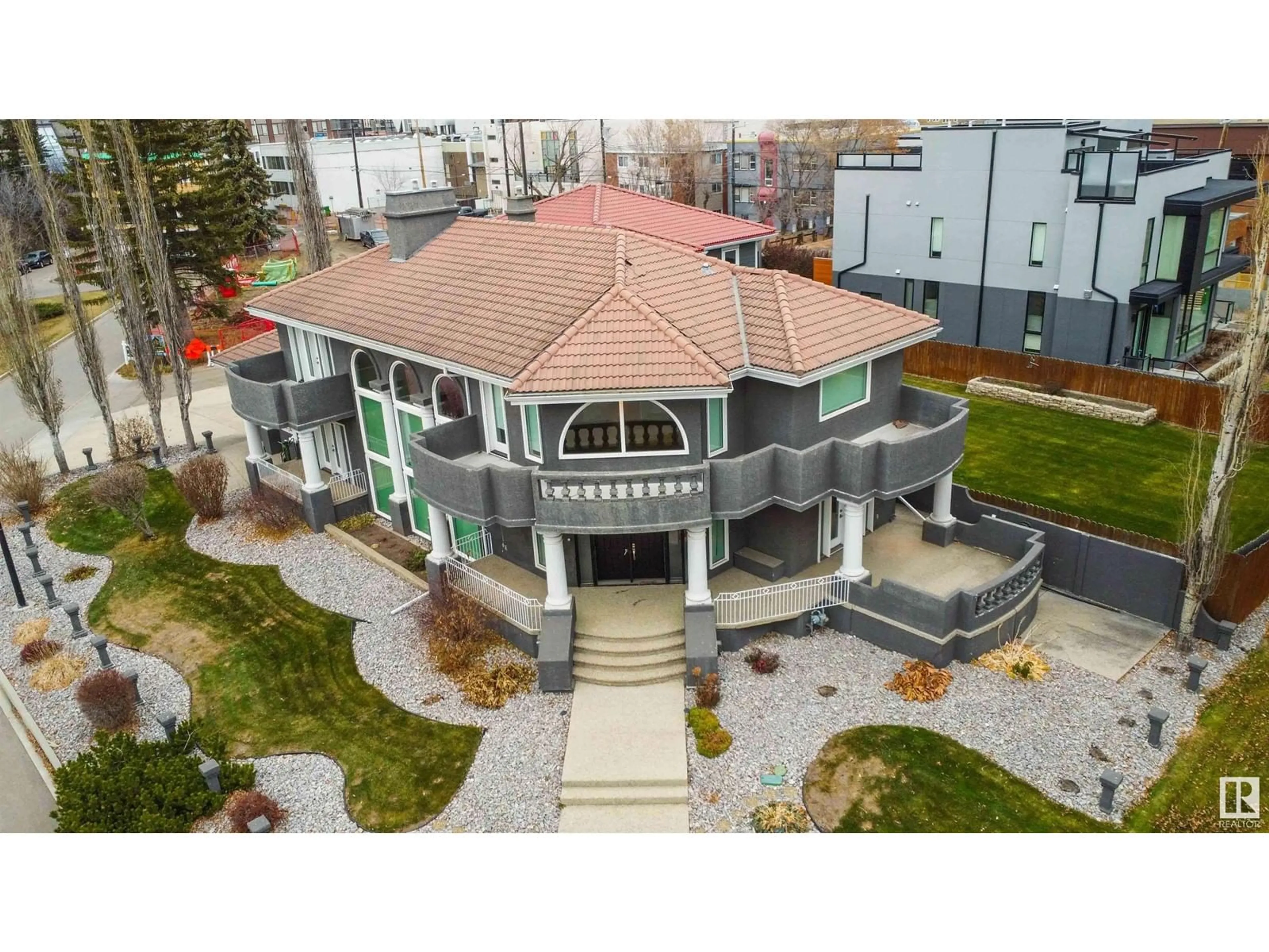 A pic from outside/outdoor area/front of a property/back of a property/a pic from drone, building for 12428 103 AV NW, Edmonton Alberta T5N0R3