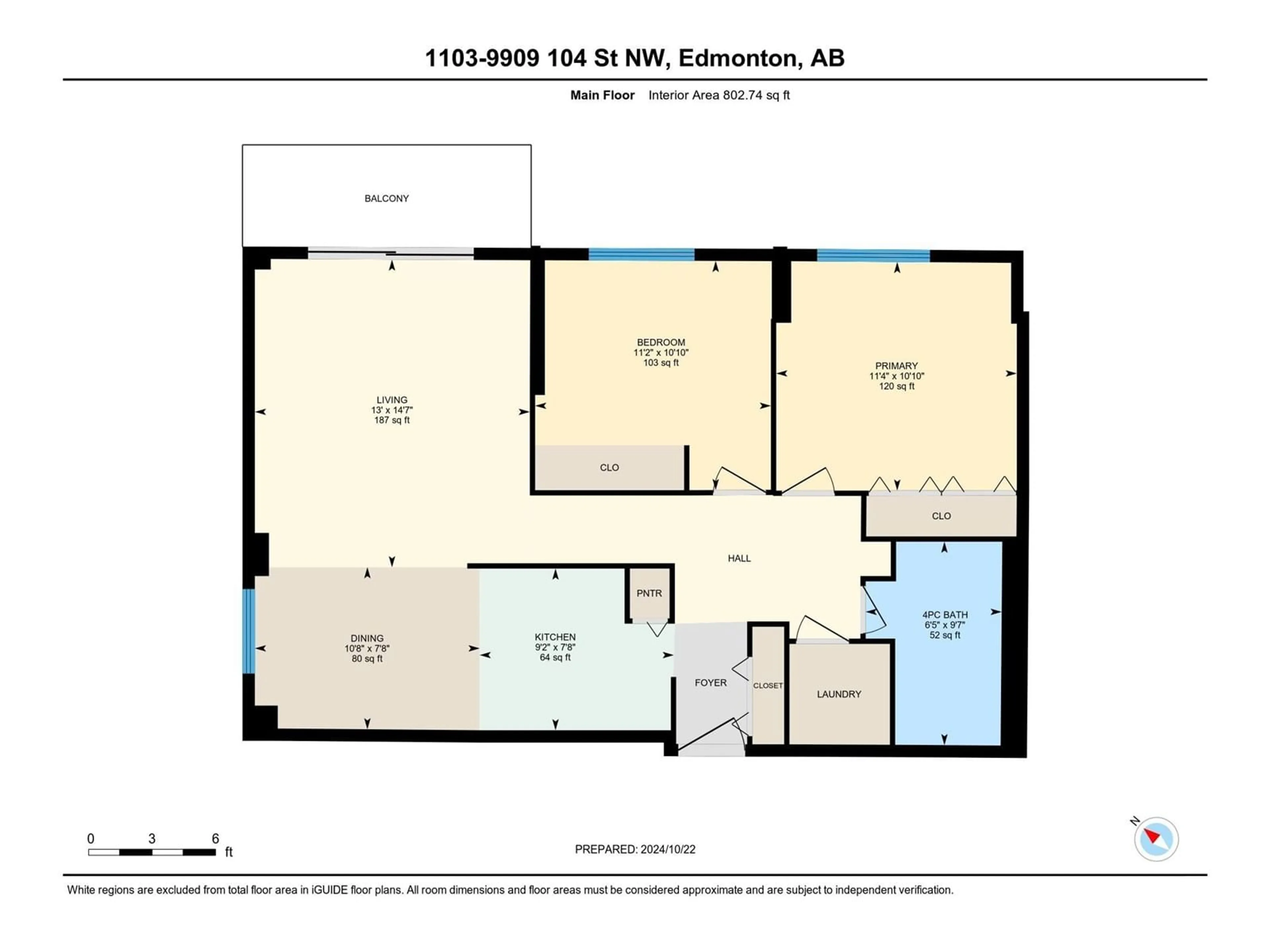 Floor plan for #1103 9909 104 ST NW, Edmonton Alberta T5K2G5