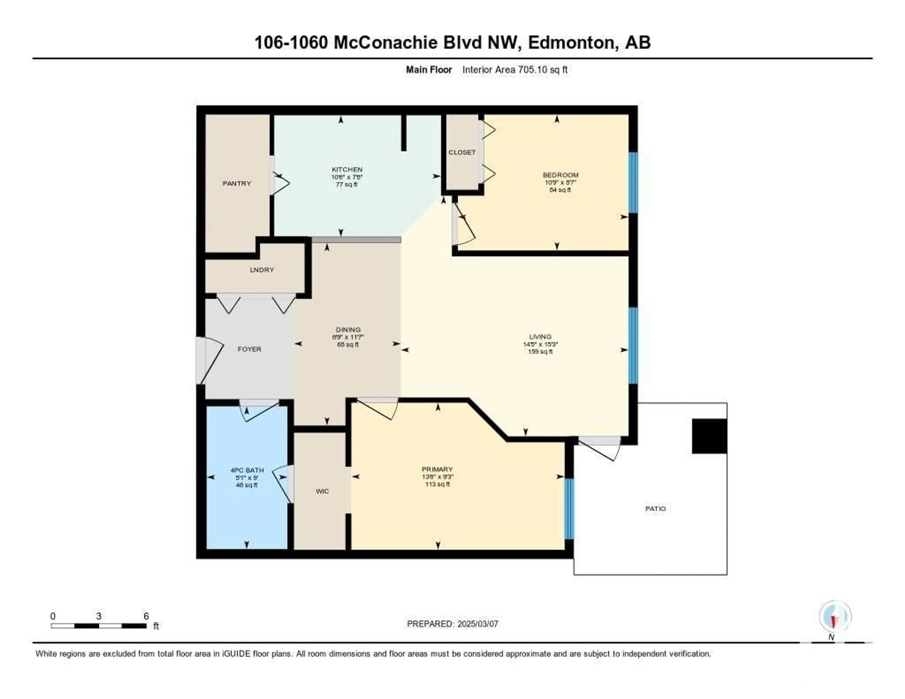 Floor plan for #110 1060 MCCONACHIE BV NW, Edmonton Alberta T5Y0W9