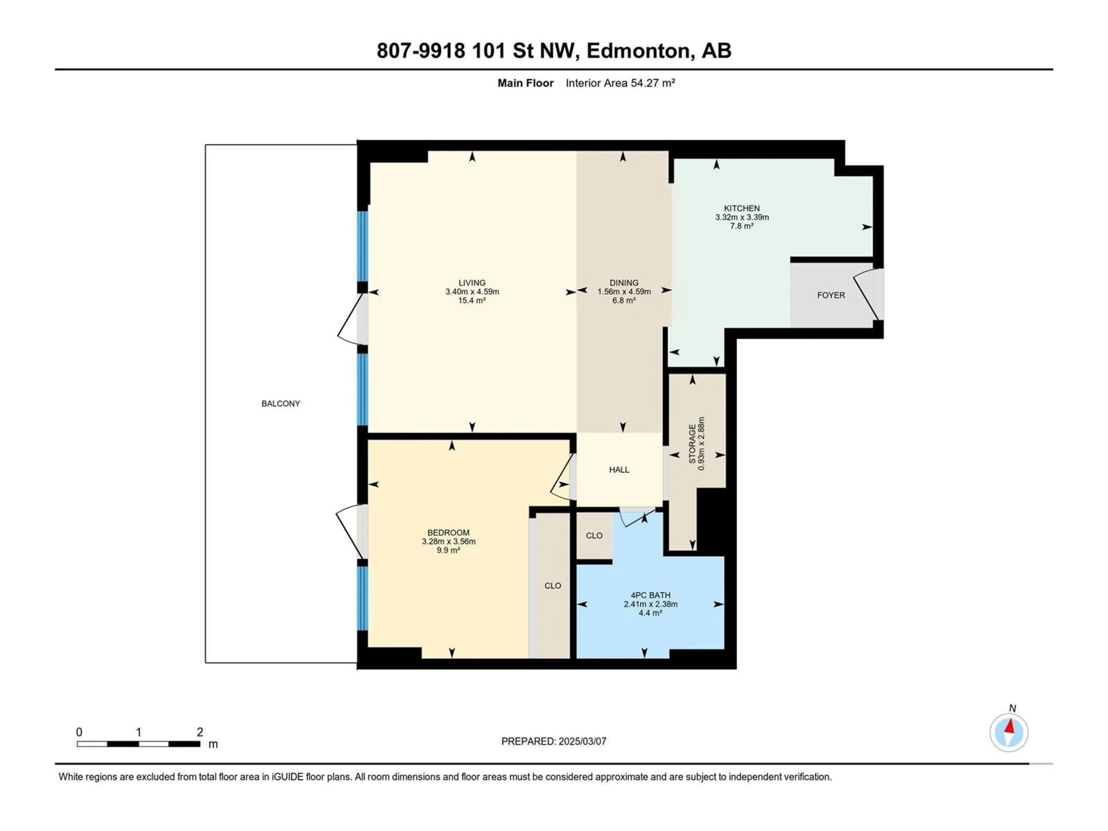 Floor plan for #807 - 9918 101 ST, Edmonton Alberta T5K2G1
