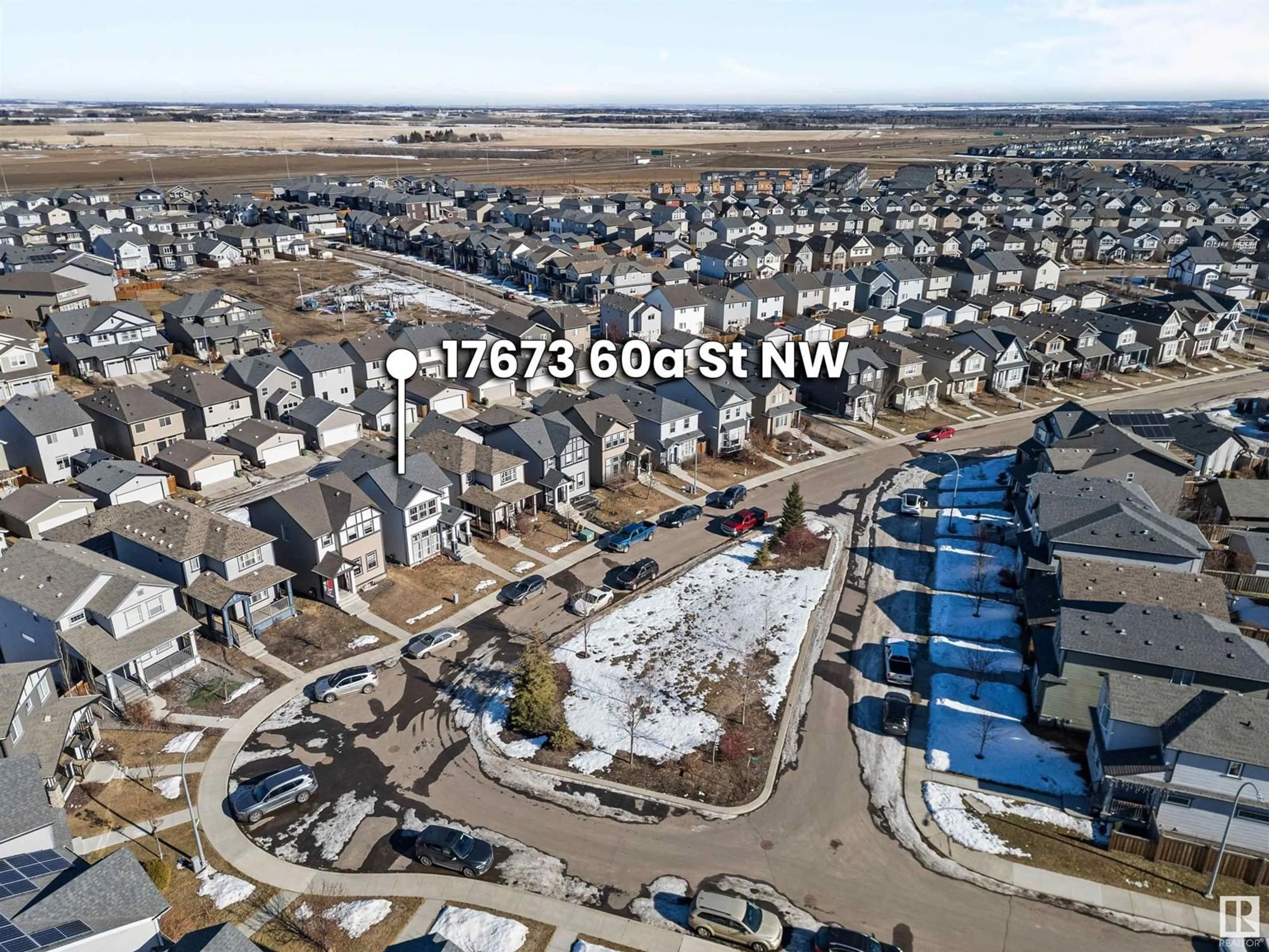 A pic from outside/outdoor area/front of a property/back of a property/a pic from drone, street for 17673 60A ST NW NW, Edmonton Alberta T5Y0K8