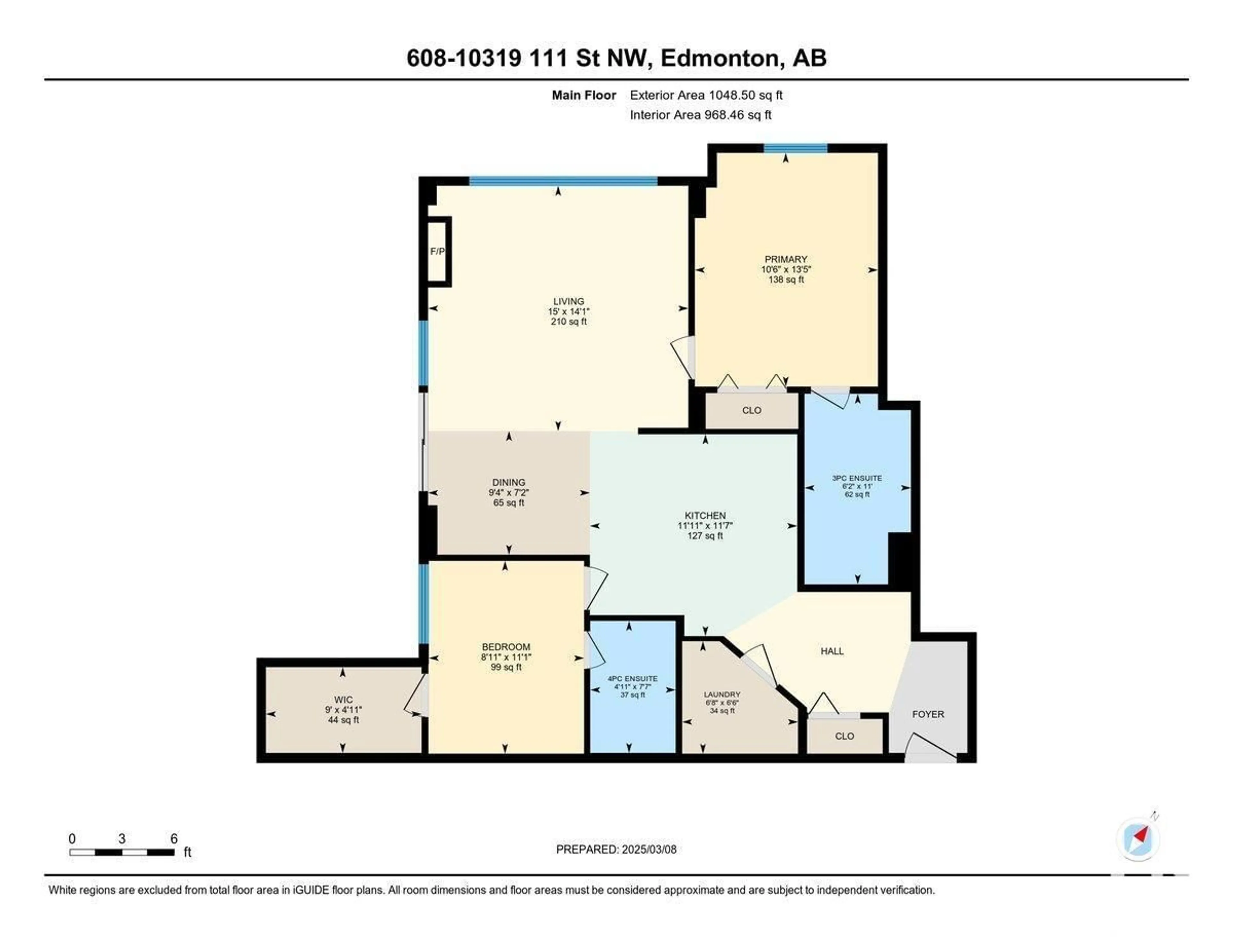 Floor plan for 608 10319 111 ST NW, Edmonton Alberta T5K0A2