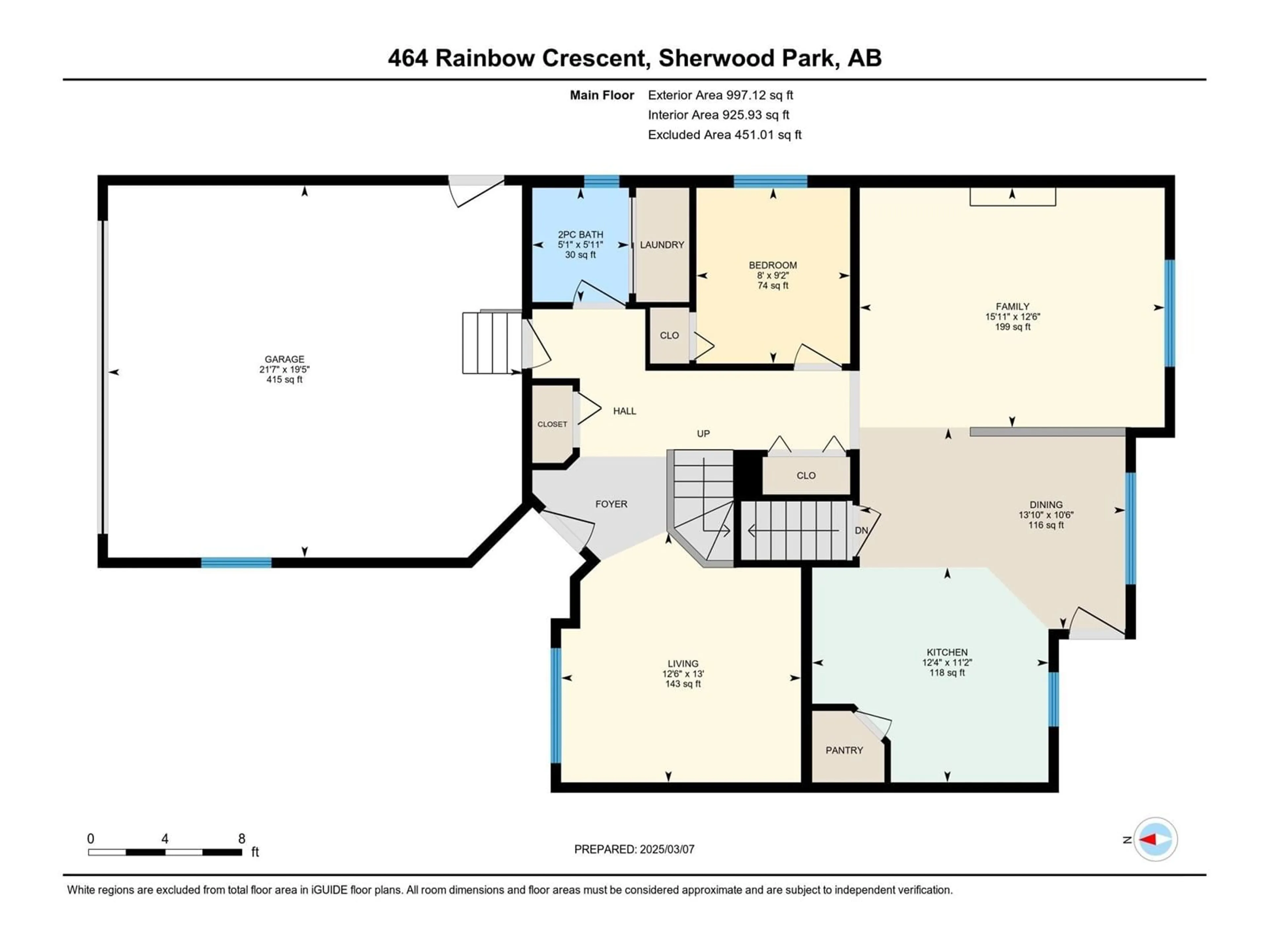 Floor plan for 464 RAINBOW CR, Sherwood Park Alberta T8A5W2