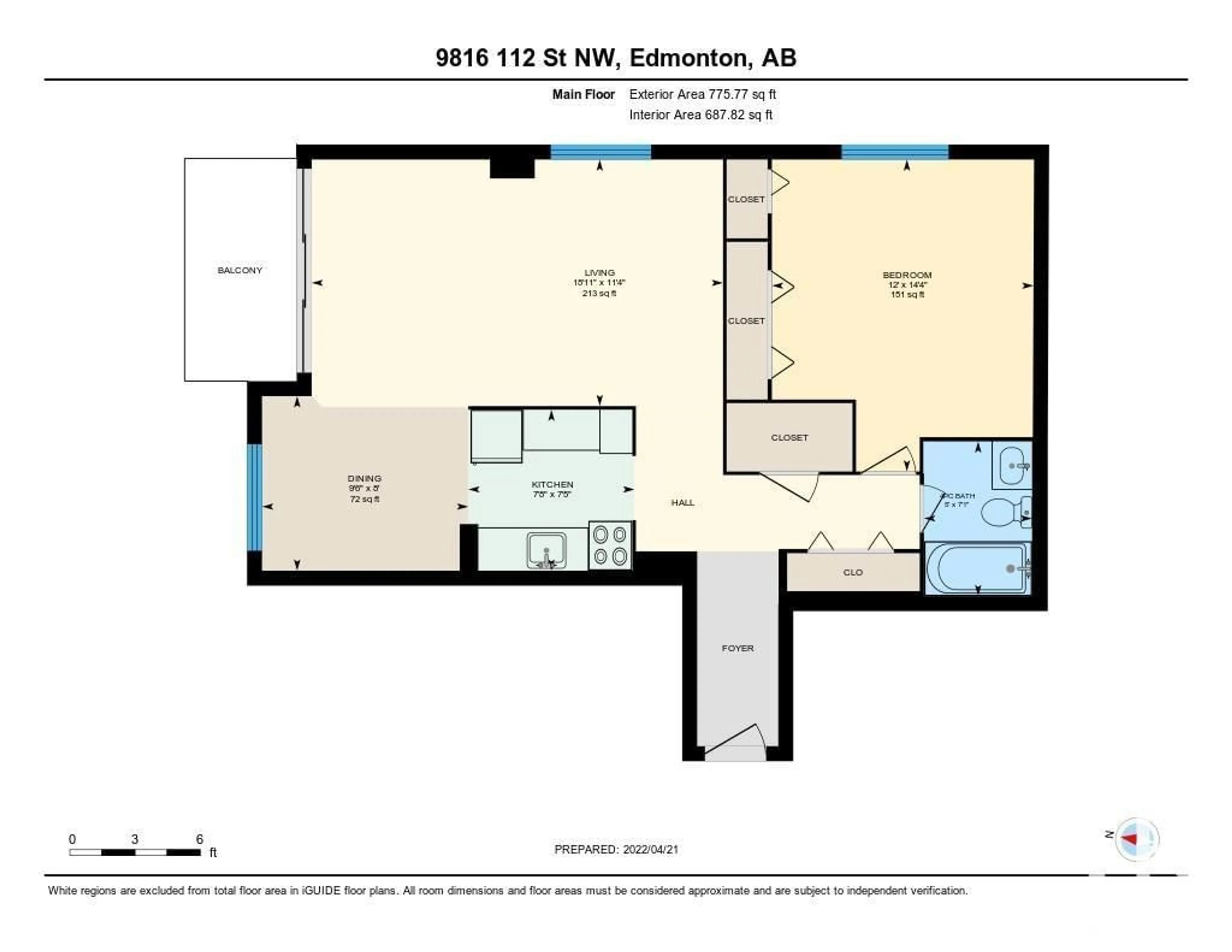 Floor plan for #406 9816 112 ST NW, Edmonton Alberta T5K1L5