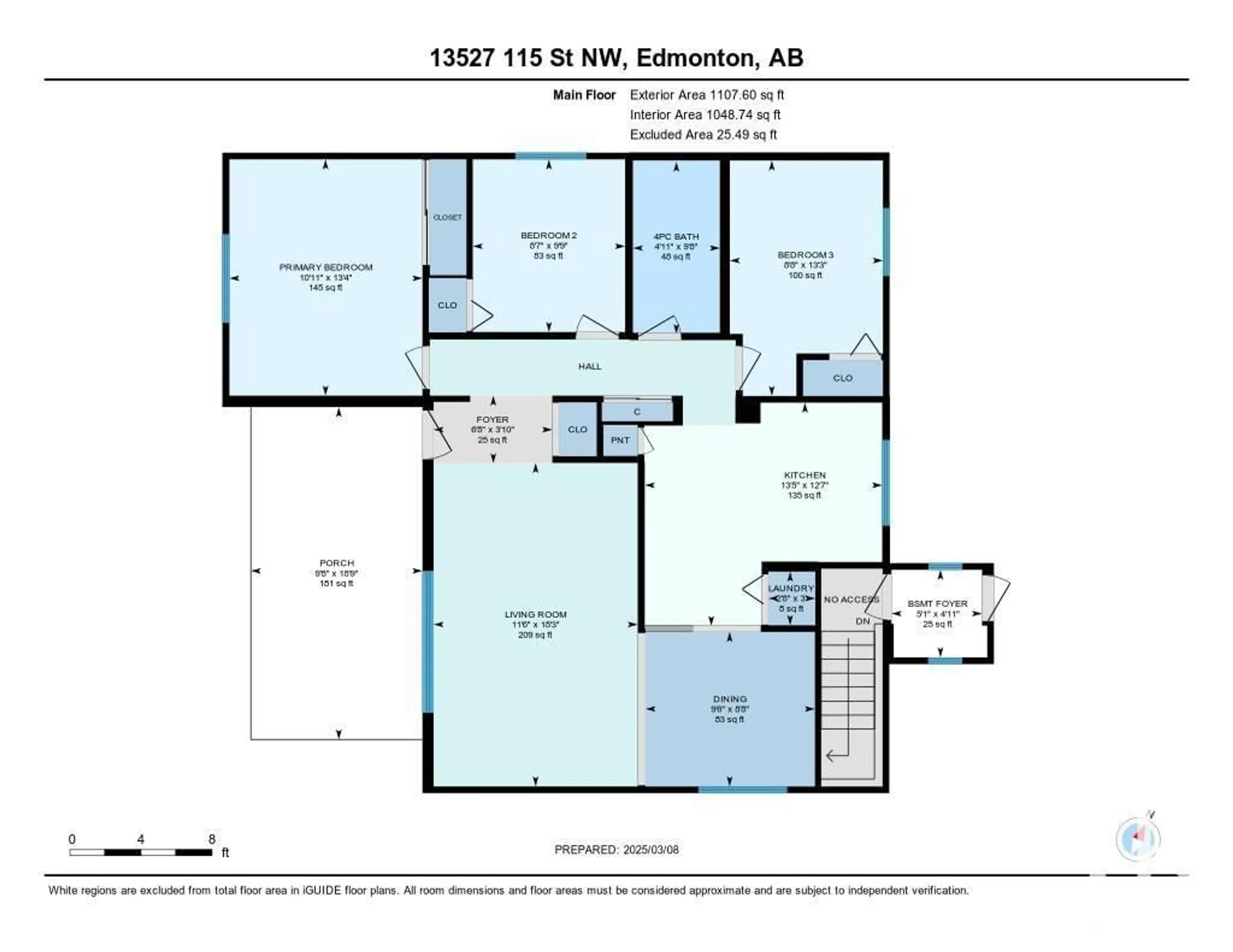 Floor plan for 13527 115 ST NW, Edmonton Alberta T5E5G8