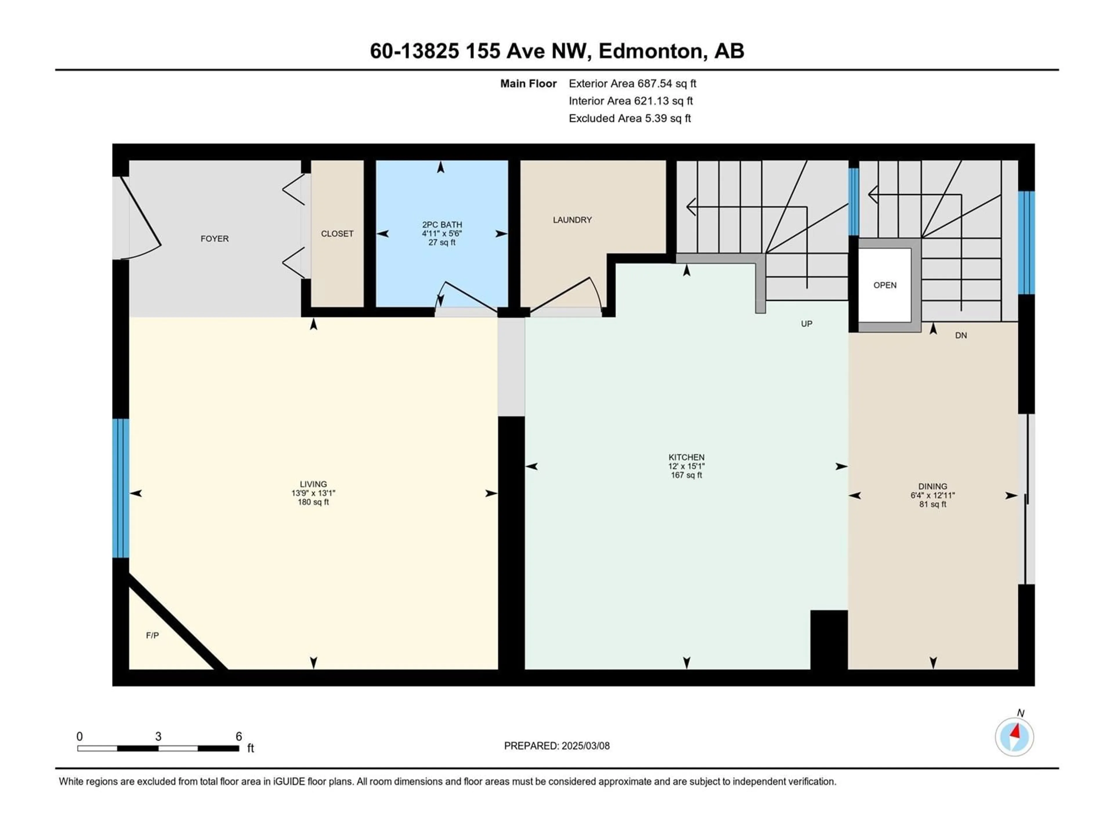 Floor plan for #60 13825 155 AV NW, Edmonton Alberta T6V0B8