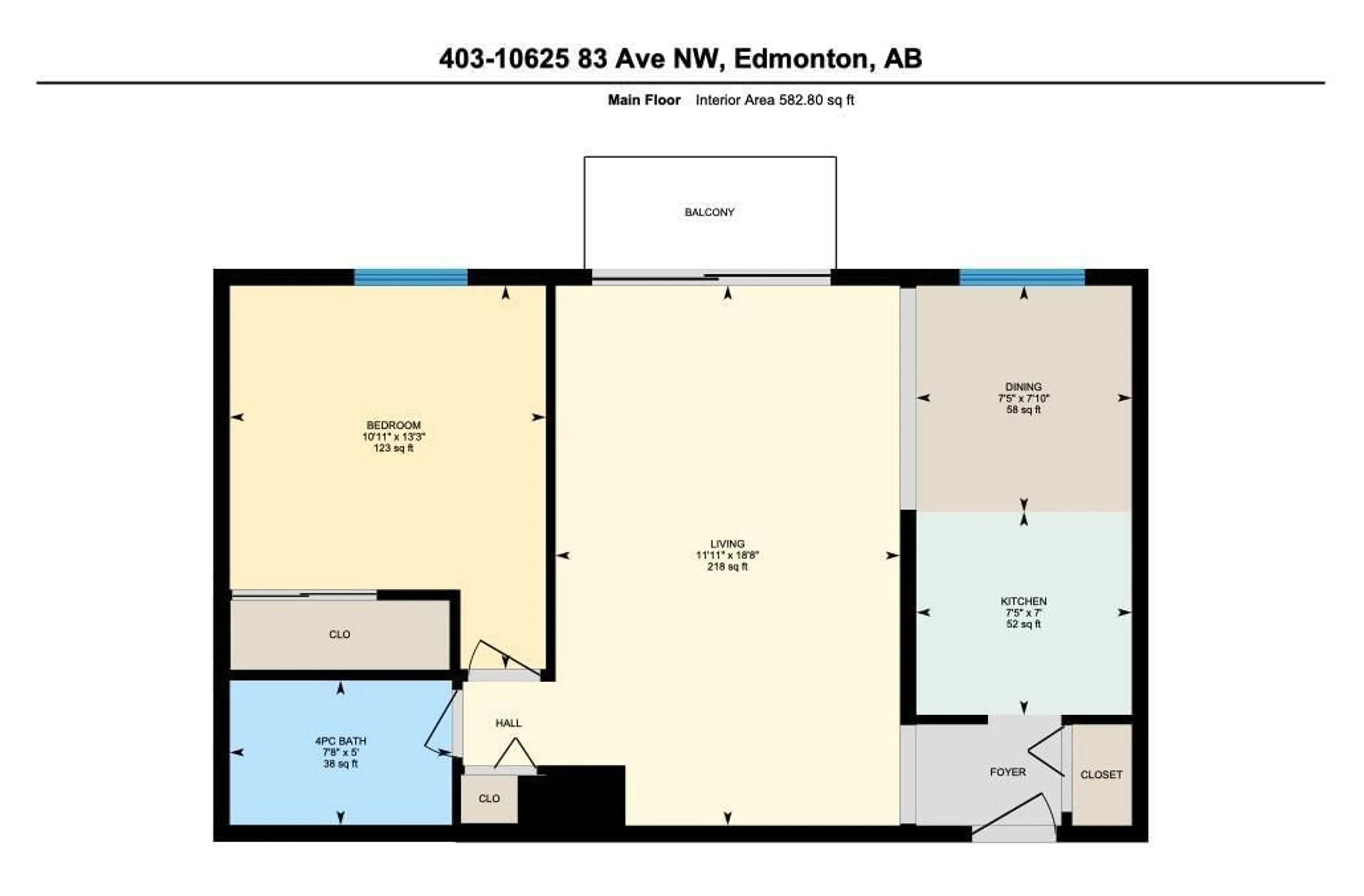 Floor plan for #403 10625 83 AV NW, Edmonton Alberta T6E2E3