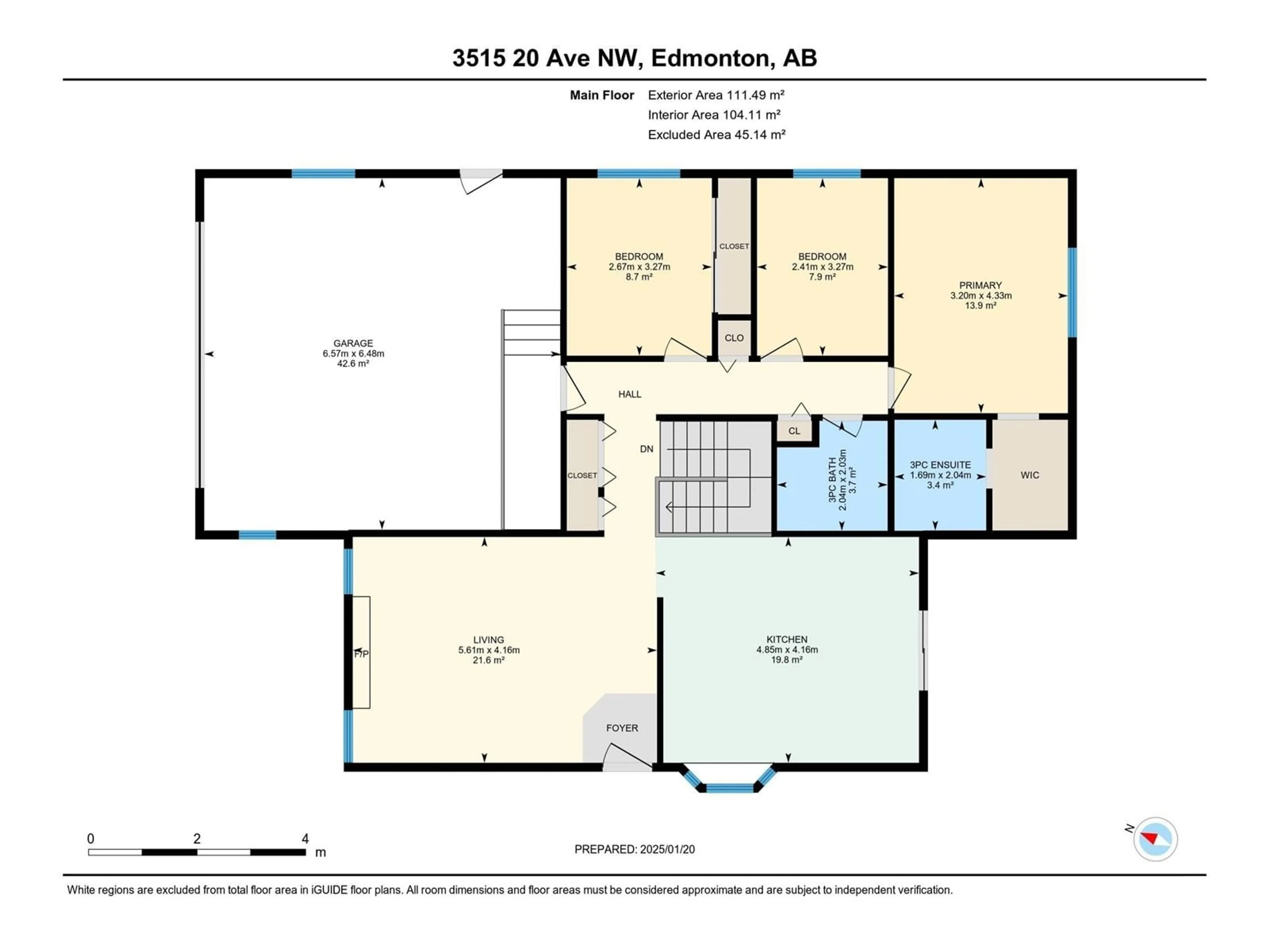 Floor plan for 3515 20 AV NW, Edmonton Alberta T6L3E2