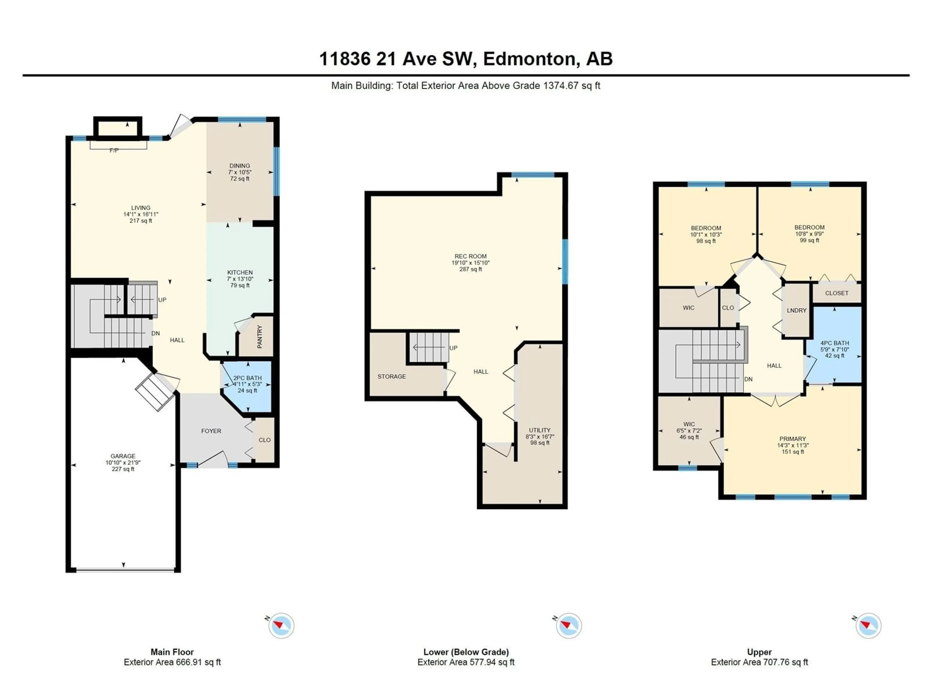 Floor plan for 11836 21 AV SW, Edmonton Alberta T6W0C9