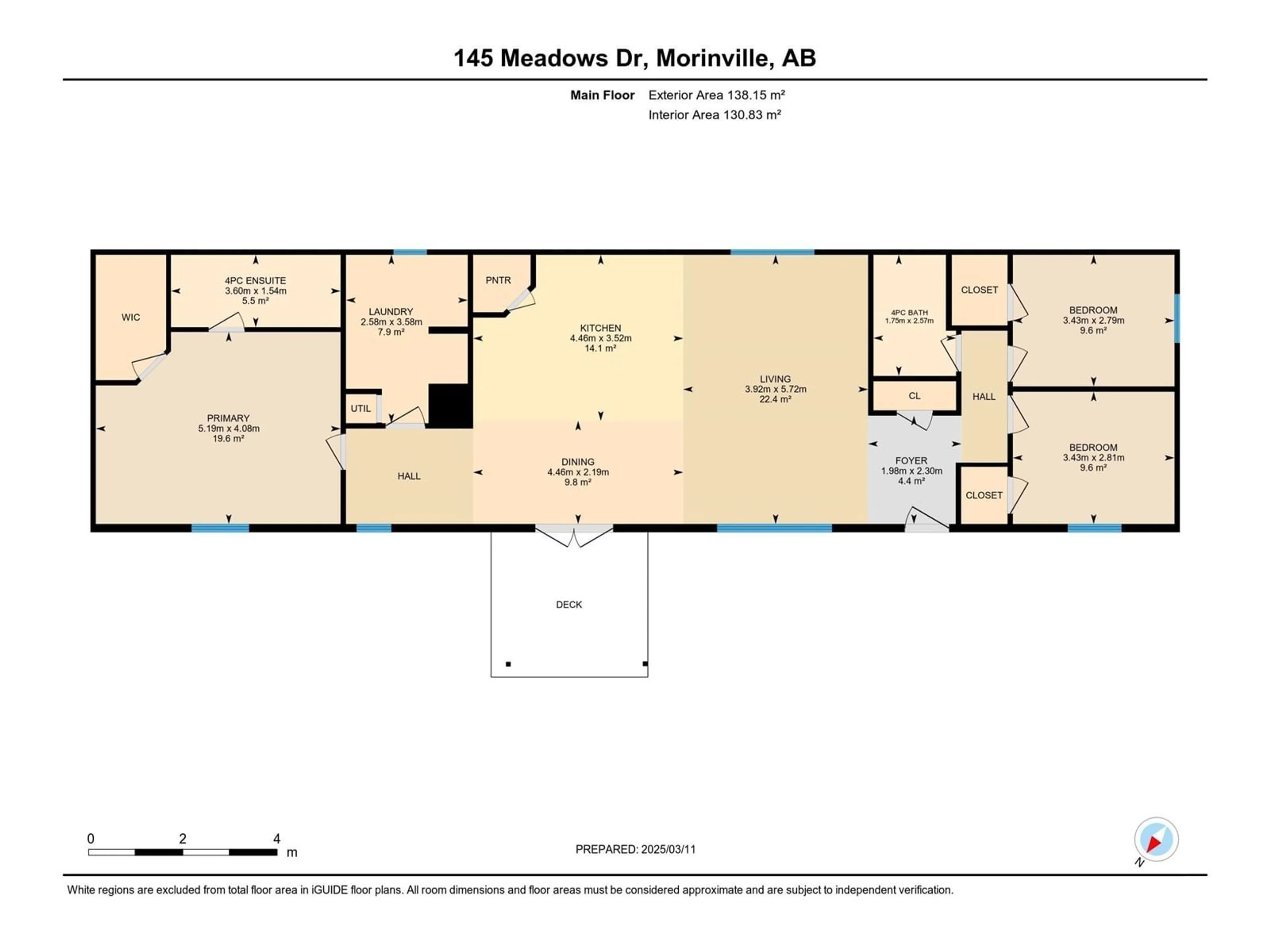 Floor plan for 145 Meadows DR, Morinville Alberta T8R2P7