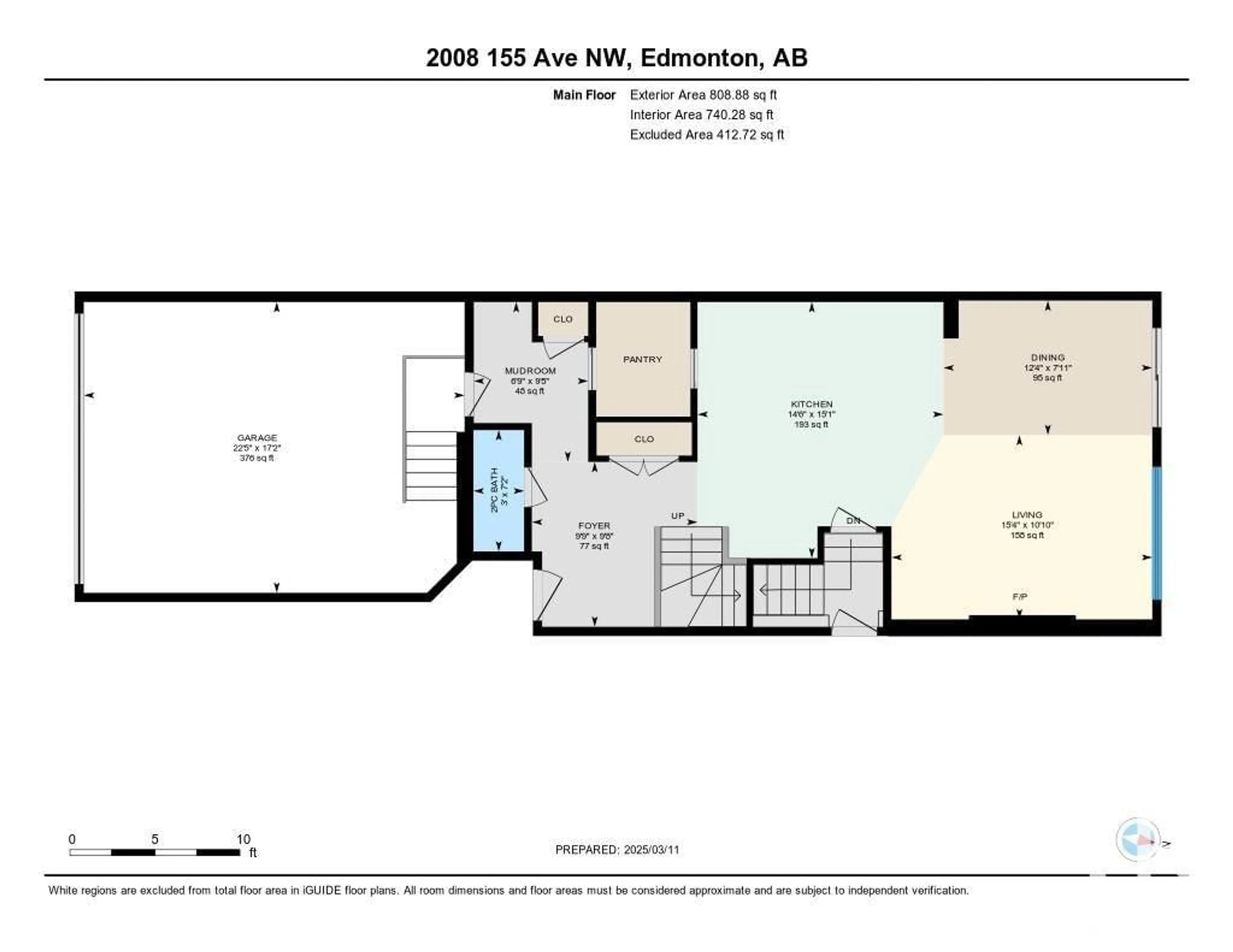 Floor plan for 2008 155 AV NW, Edmonton Alberta T5Y4H8