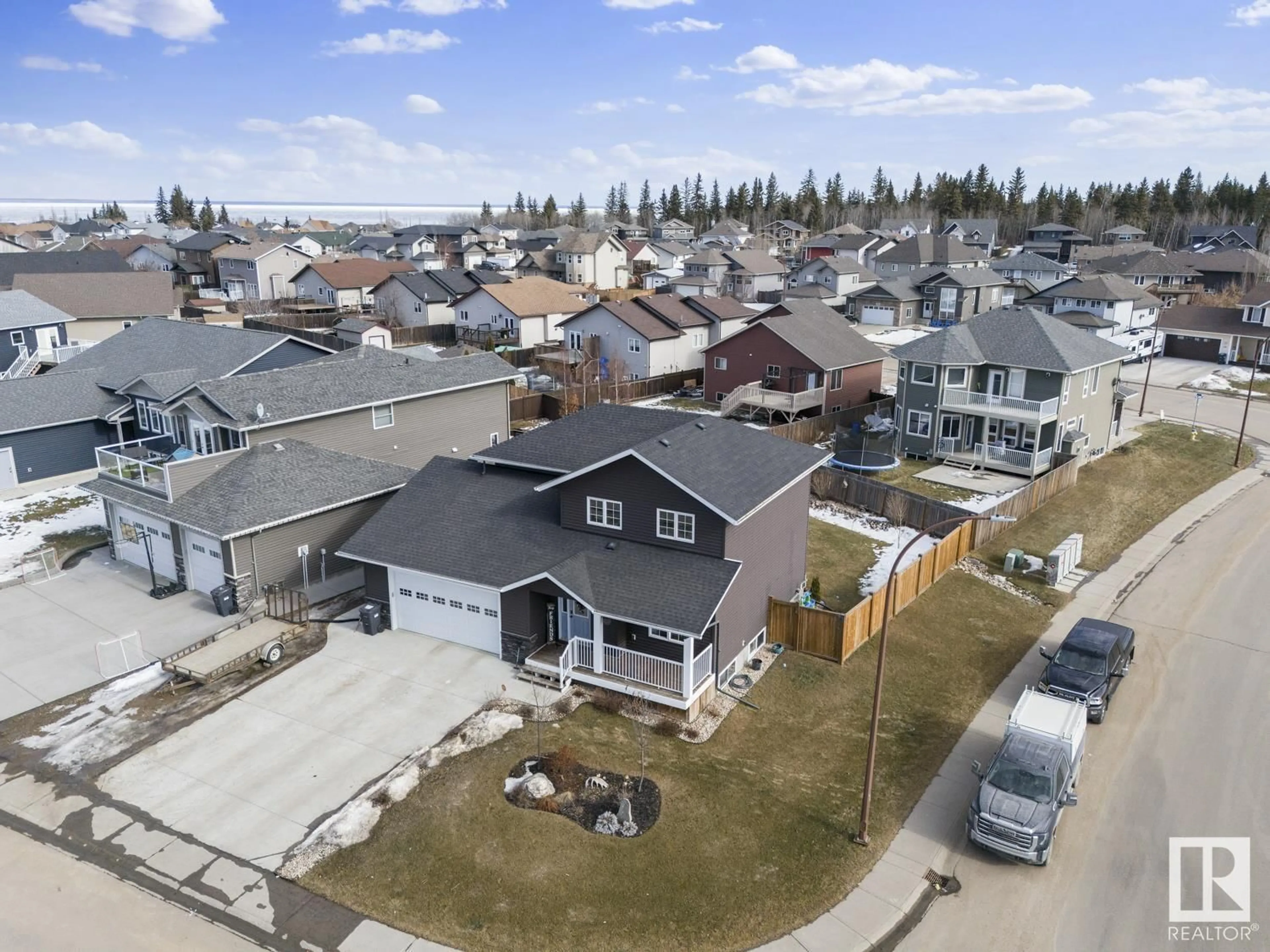 A pic from outside/outdoor area/front of a property/back of a property/a pic from drone, street for 501 Lakewood CL, Cold Lake Alberta T9M0E9