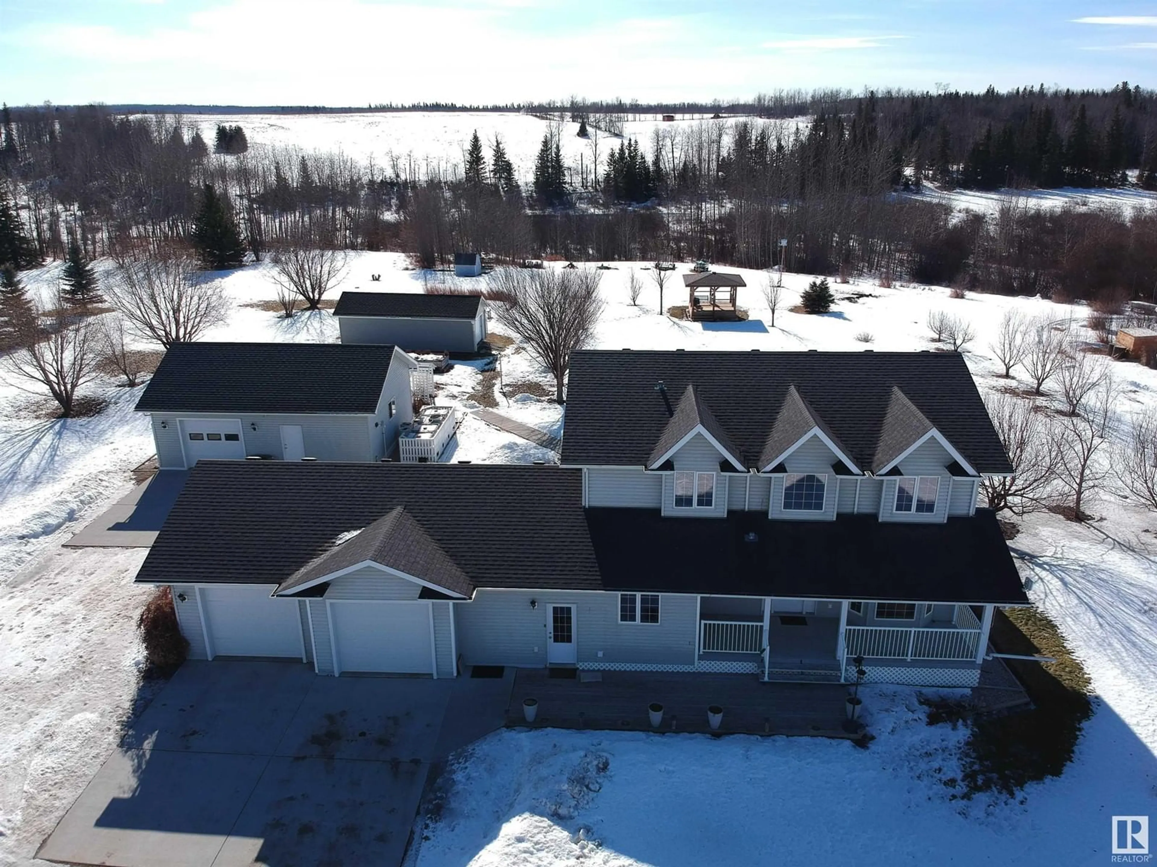 A pic from outside/outdoor area/front of a property/back of a property/a pic from drone, unknown for #405 55109 HWY 777, Rural Lac Ste. Anne County Alberta T0E1V0