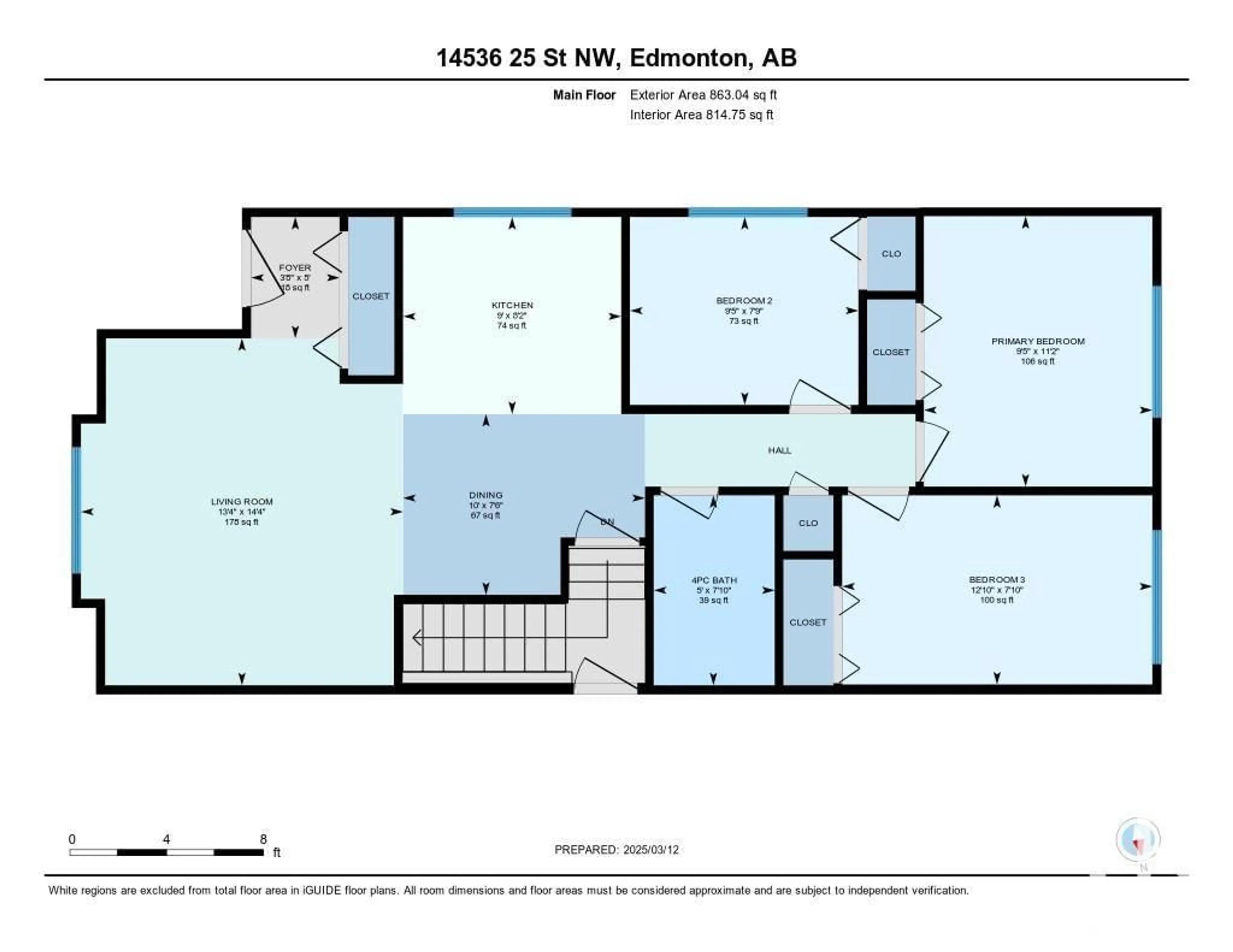 Floor plan for 14536 25 ST NW, Edmonton Alberta T5Y1X6