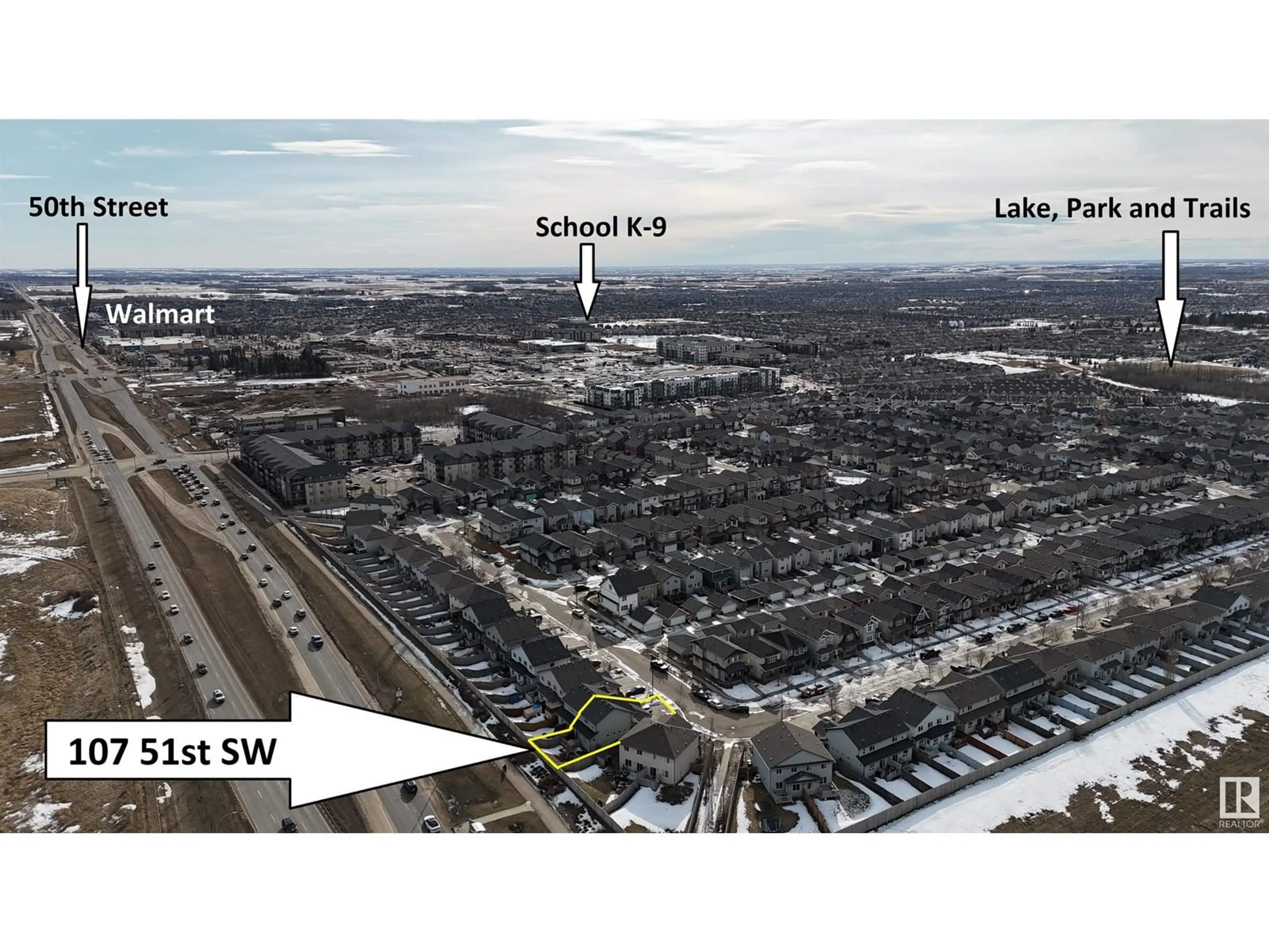 A pic from outside/outdoor area/front of a property/back of a property/a pic from drone, street for 107 51 ST SW, Edmonton Alberta T6X0Z7