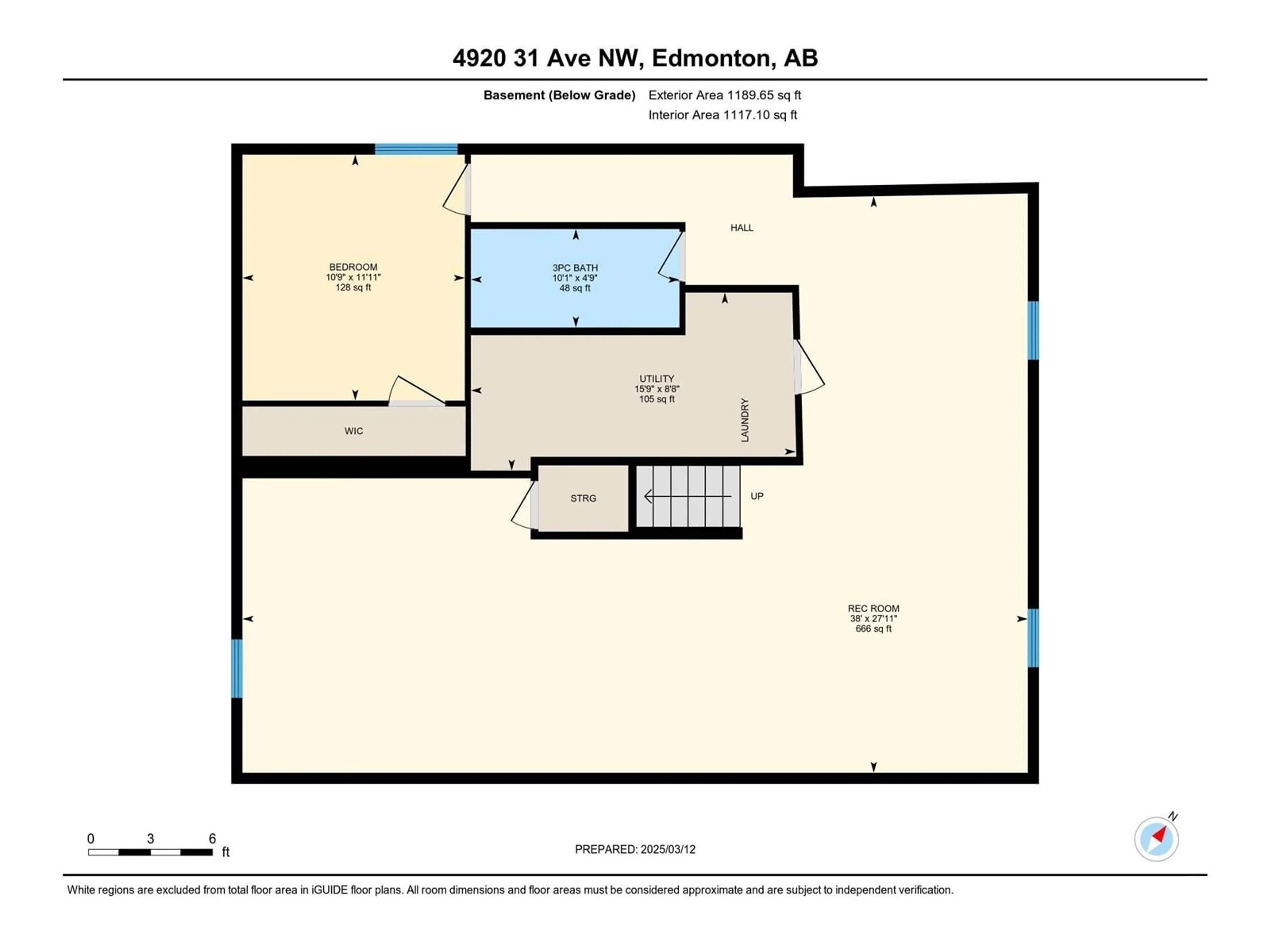 Floor plan for 4920 31 AV NW, Edmonton Alberta T6L5H6