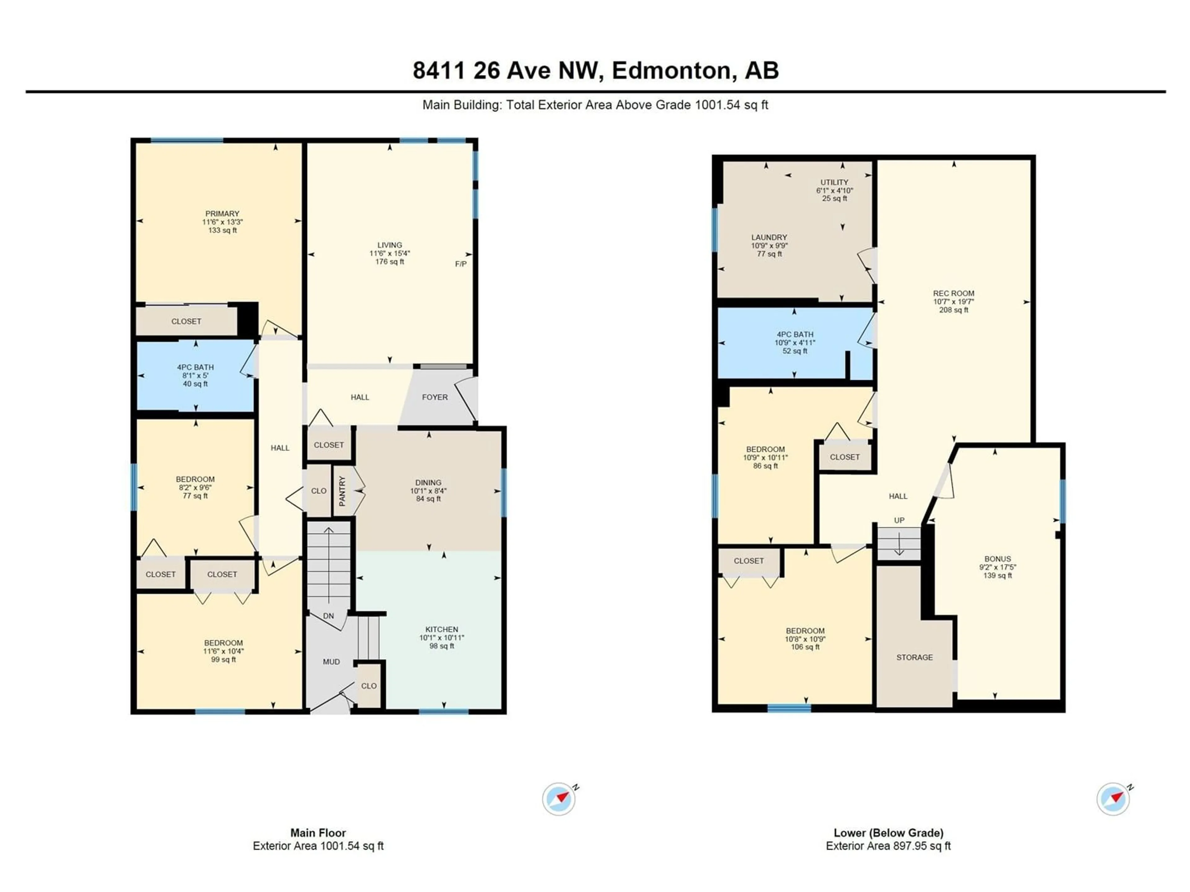 Floor plan for 8411 26 AV NW, Edmonton Alberta T6K2W8