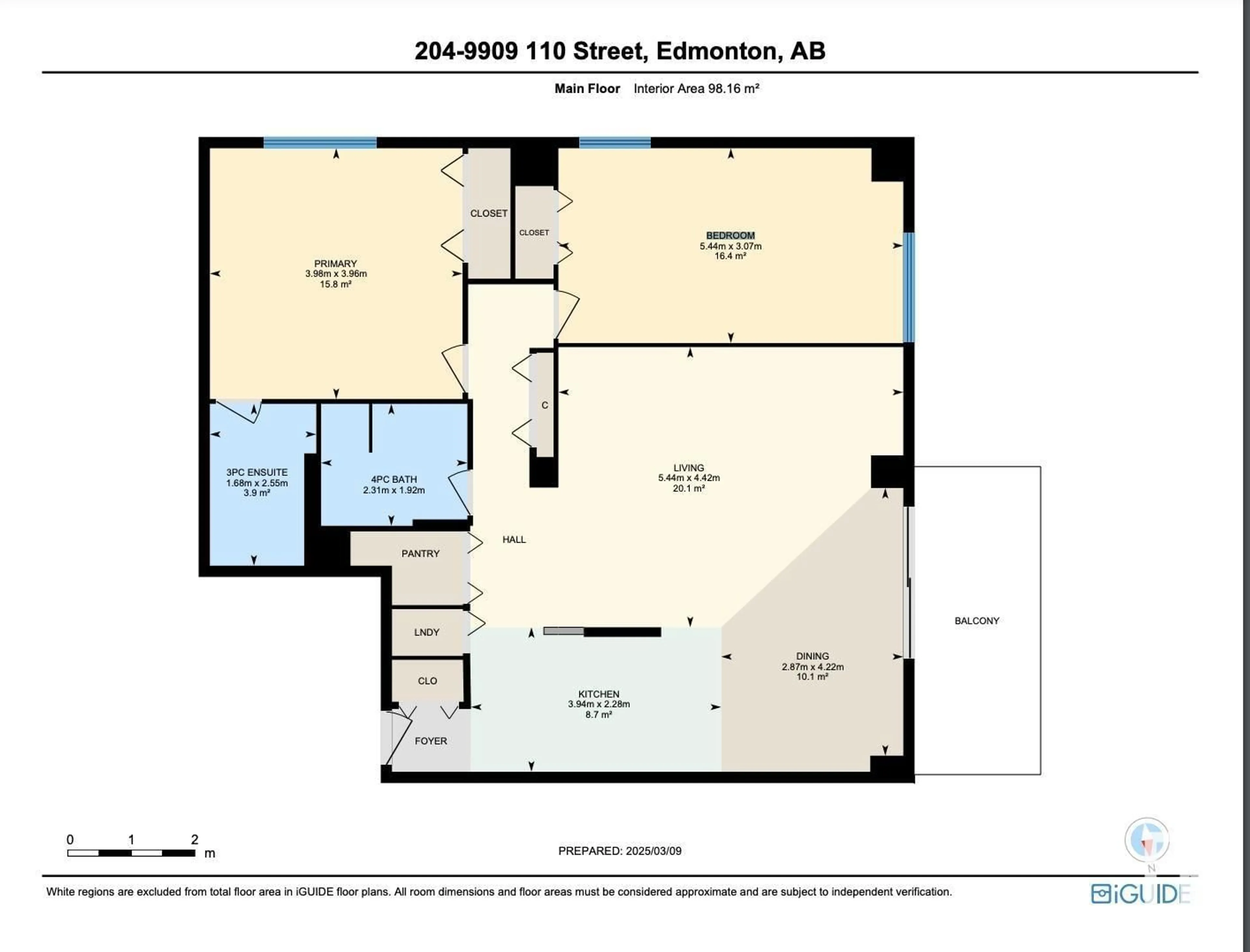 Floor plan for #204 9909 110 ST NW, Edmonton Alberta T5K2E5