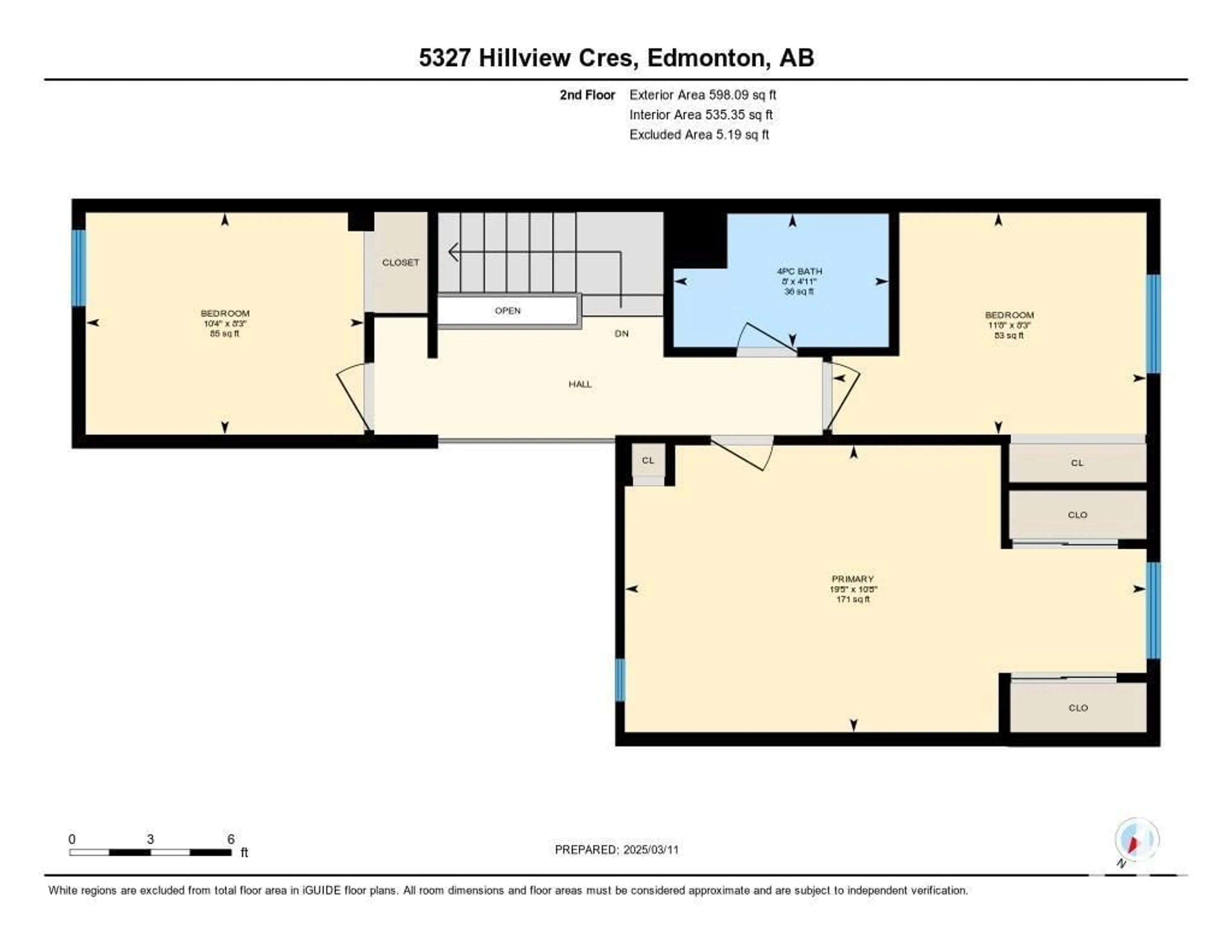 Floor plan for 5327 HILL VIEW CR NW, Edmonton Alberta T6L1V9