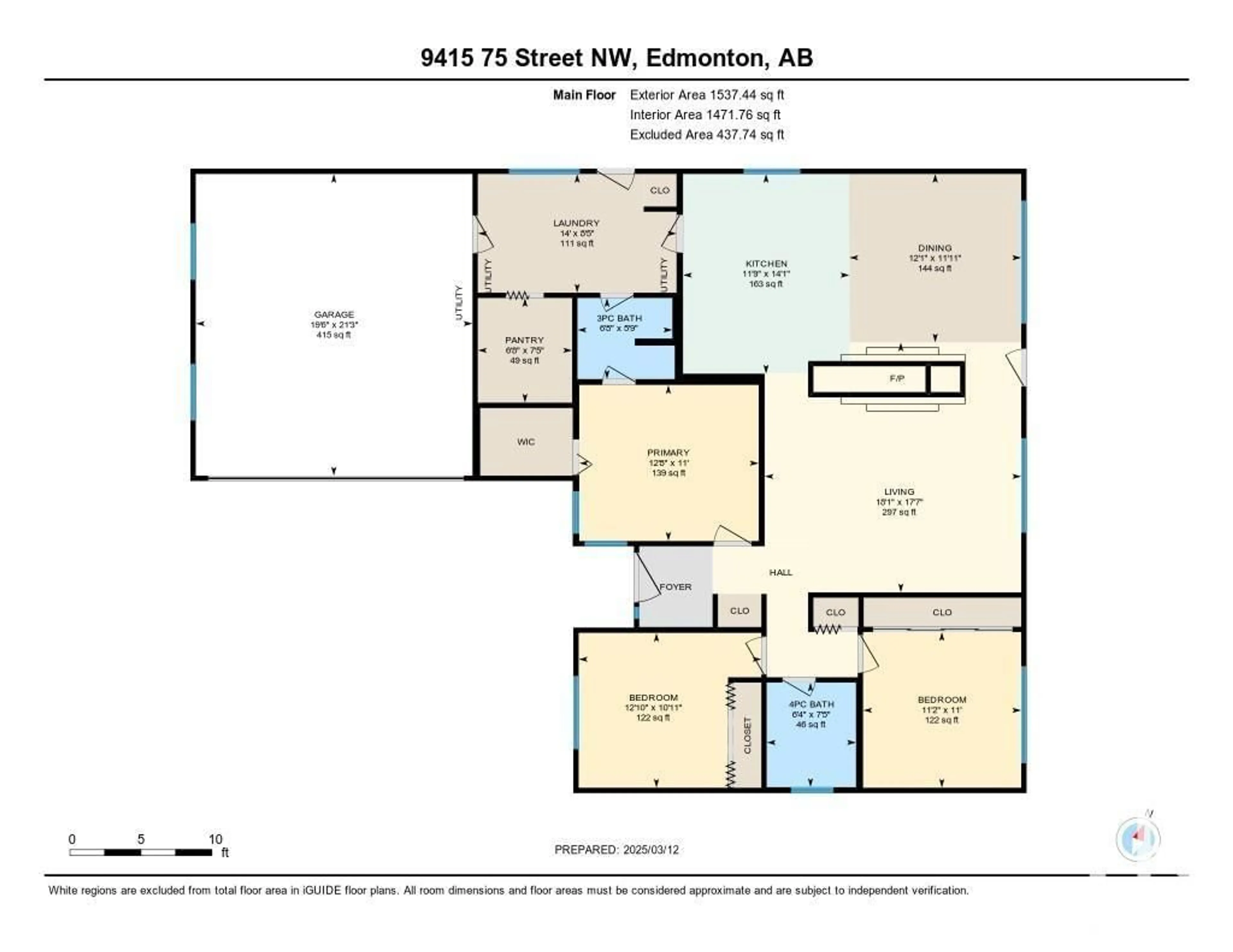 Floor plan for 9415 75 ST NW, Edmonton Alberta T6C2H6