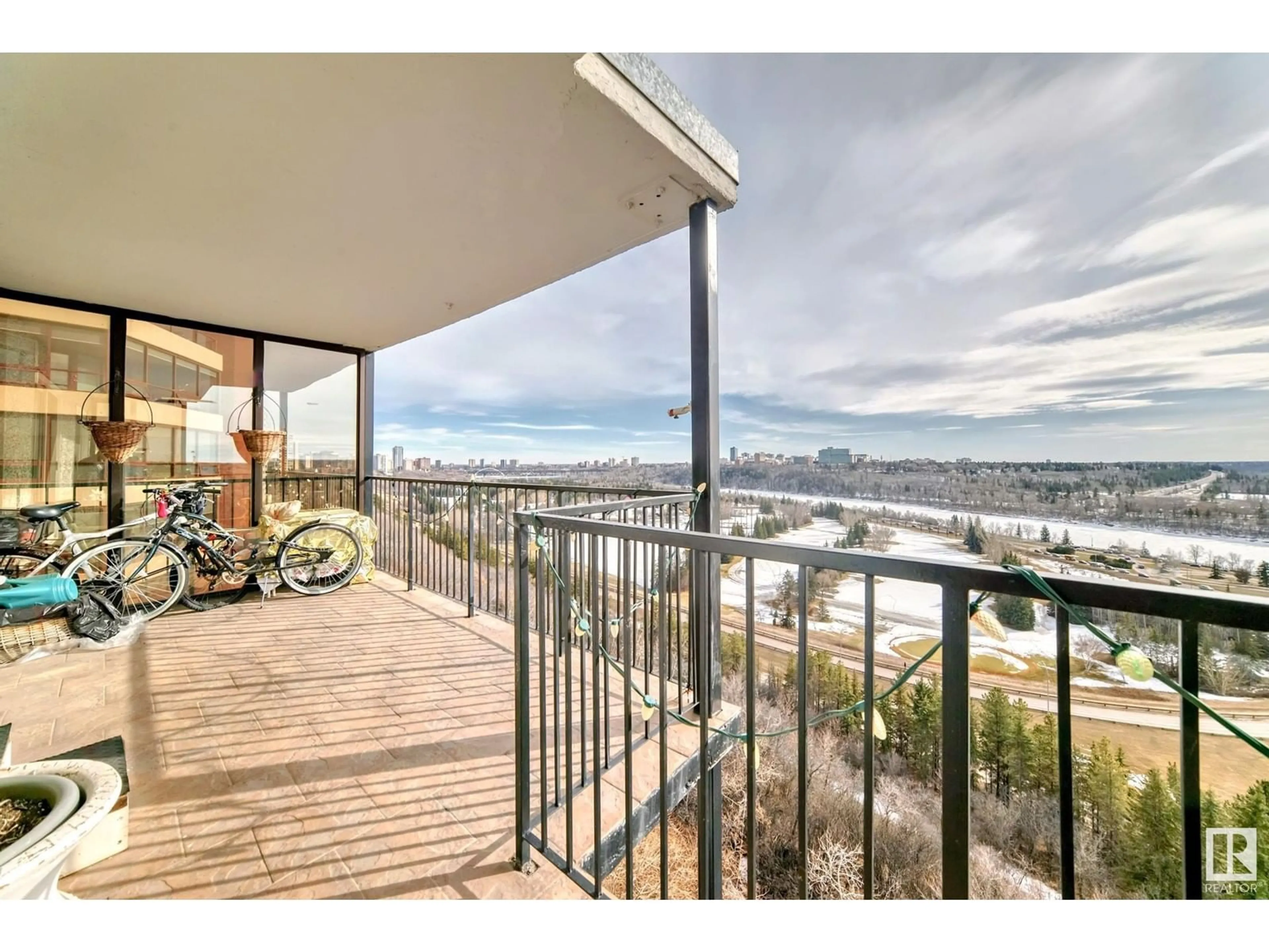 Balcony in the apartment, water/lake/river/ocean view for #801 - 12331 JASPER AVE, Edmonton Alberta T5N3K6