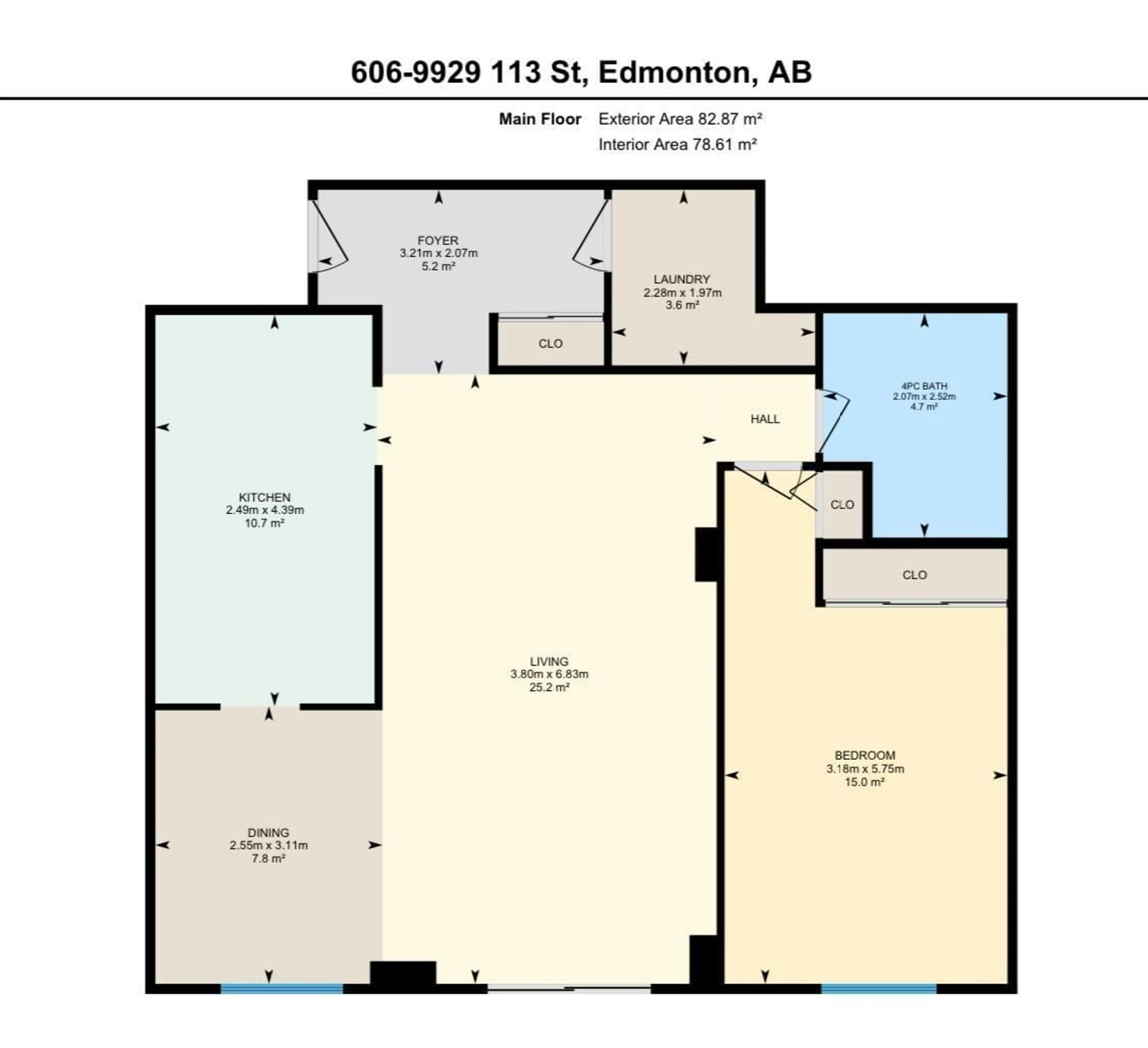 Floor plan for #606 9929 113 ST NW, Edmonton Alberta T5N2N9