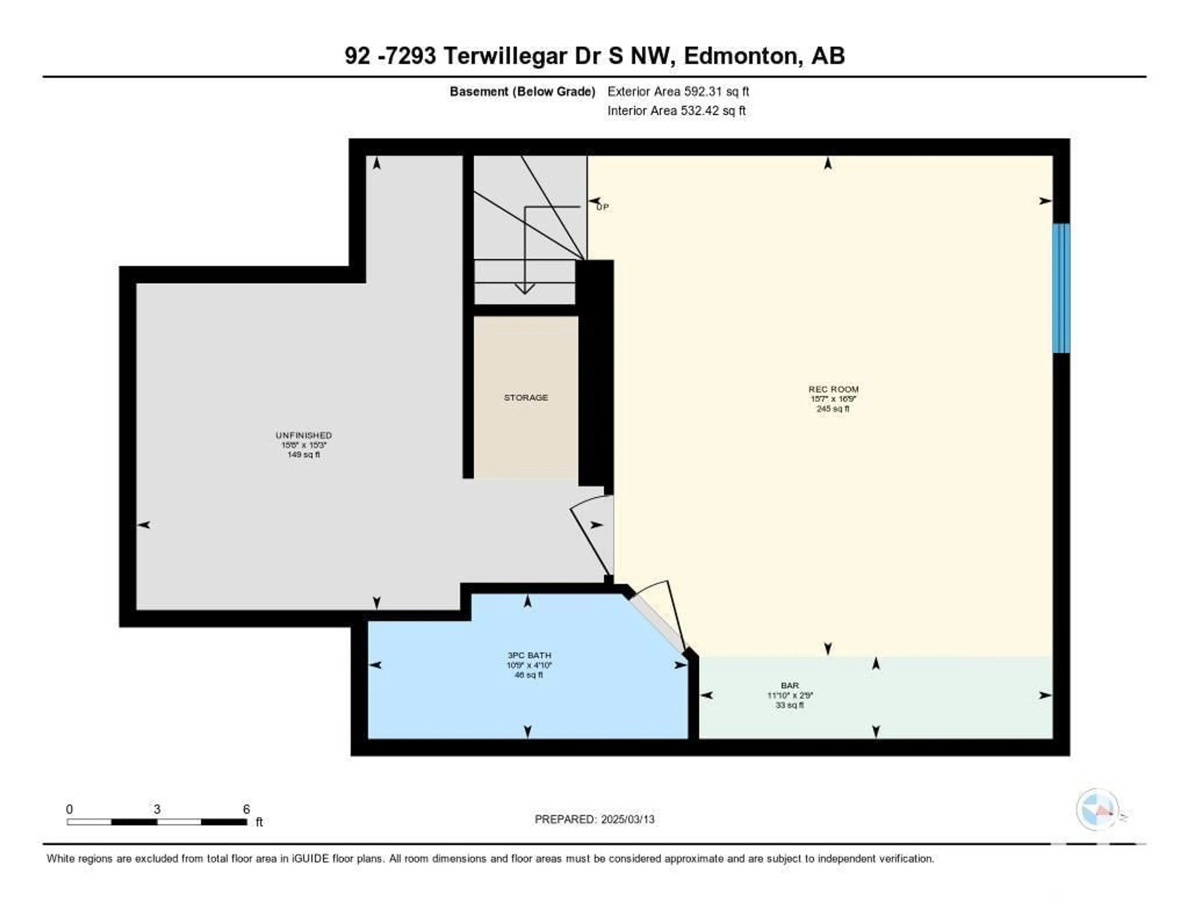 Floor plan for #92 7293 SOUTH TERWILLEGAR DR NW, Edmonton Alberta T6R0N5