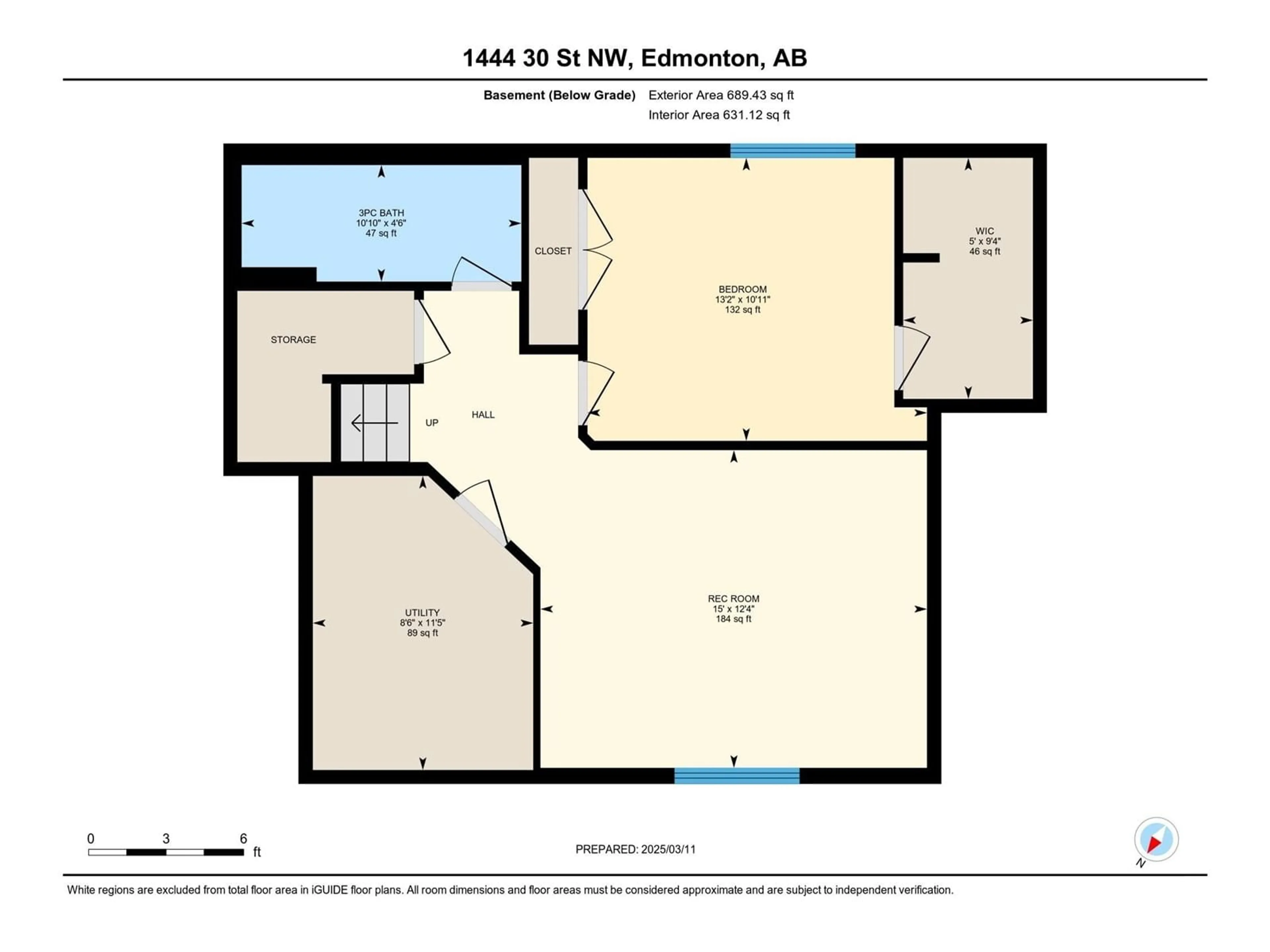 Floor plan for 1444 30 ST, Edmonton Alberta T6T0Z5