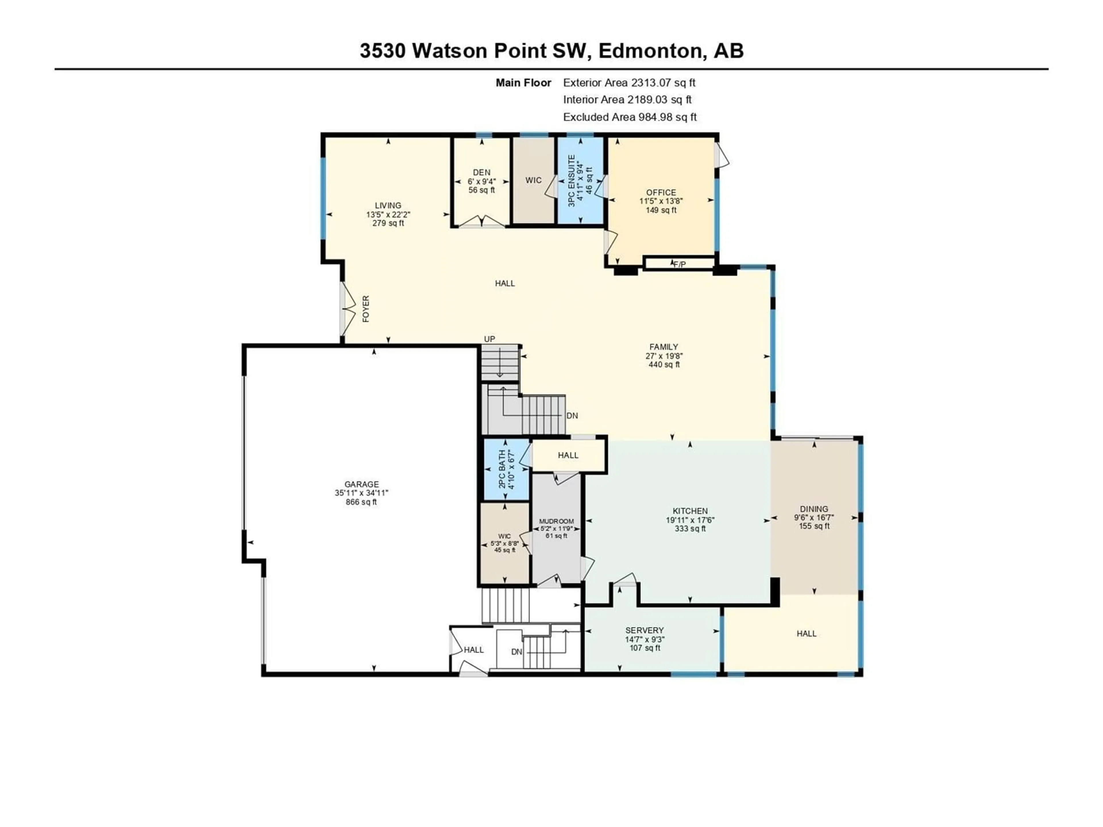 Floor plan for 3530 WATSON PT, Edmonton Alberta T6W2L2