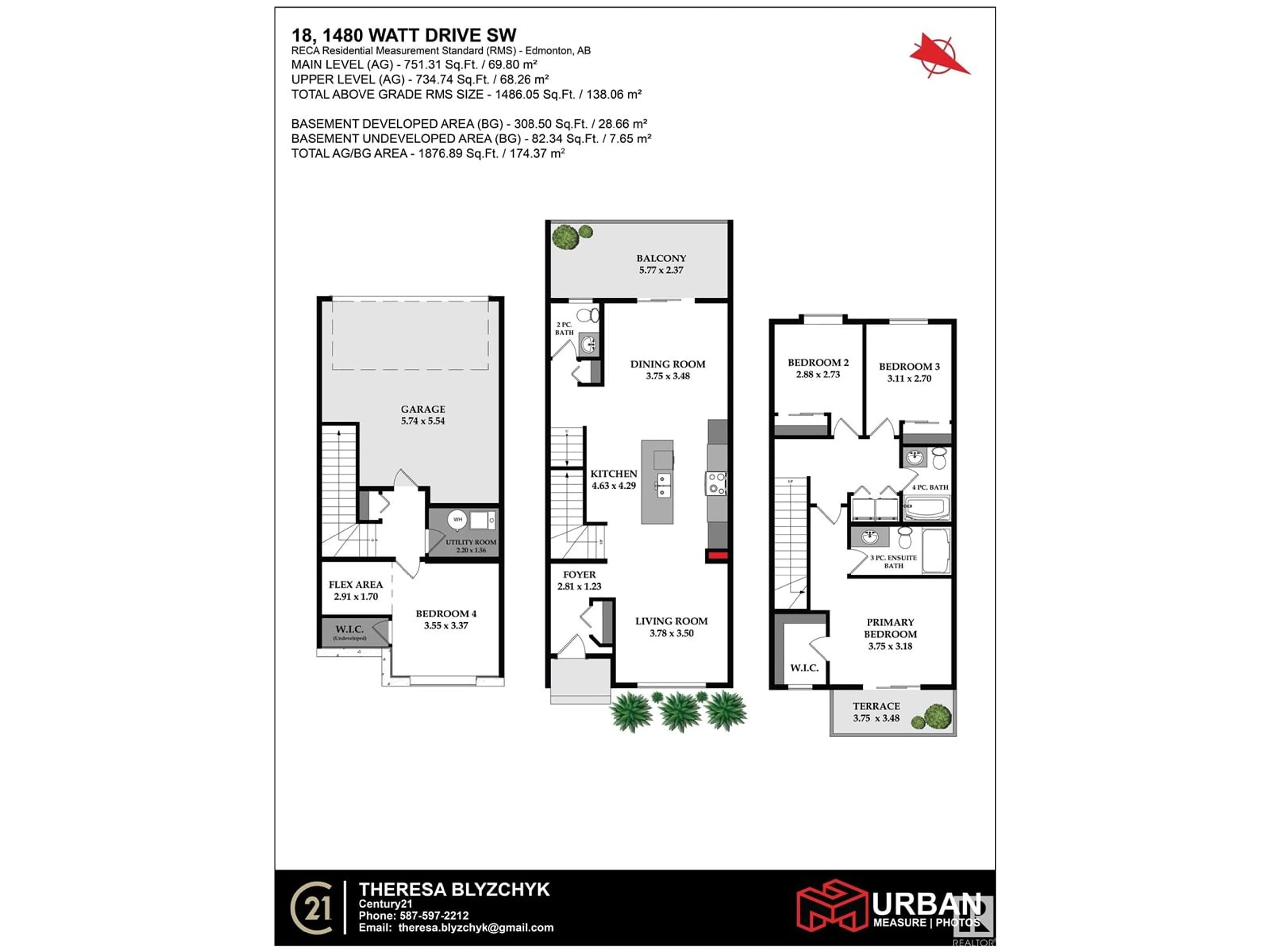 Floor plan for #18 1480 WATT DR SW, Edmonton Alberta T6X2G7