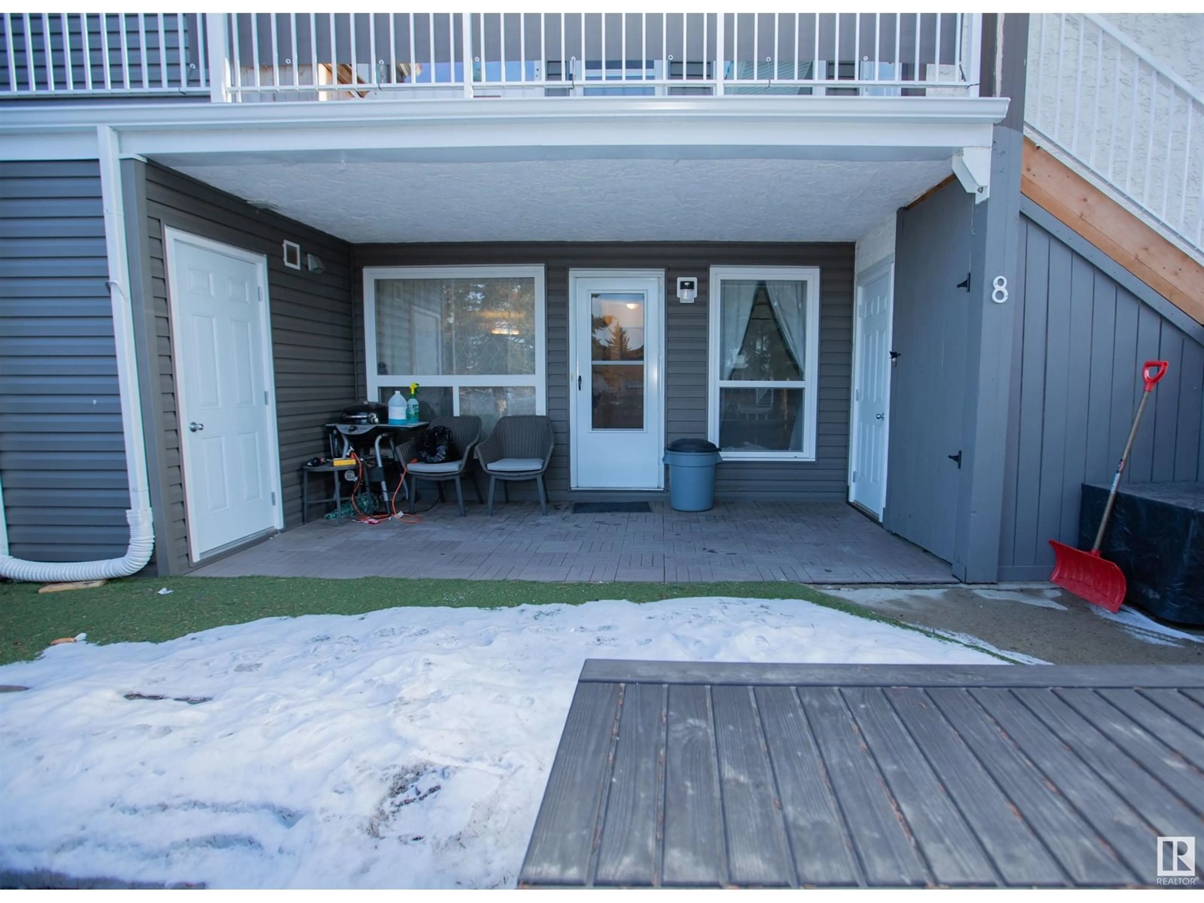 Patio, street for #8 3111 142 AV NW, Edmonton Alberta T5Y2H6