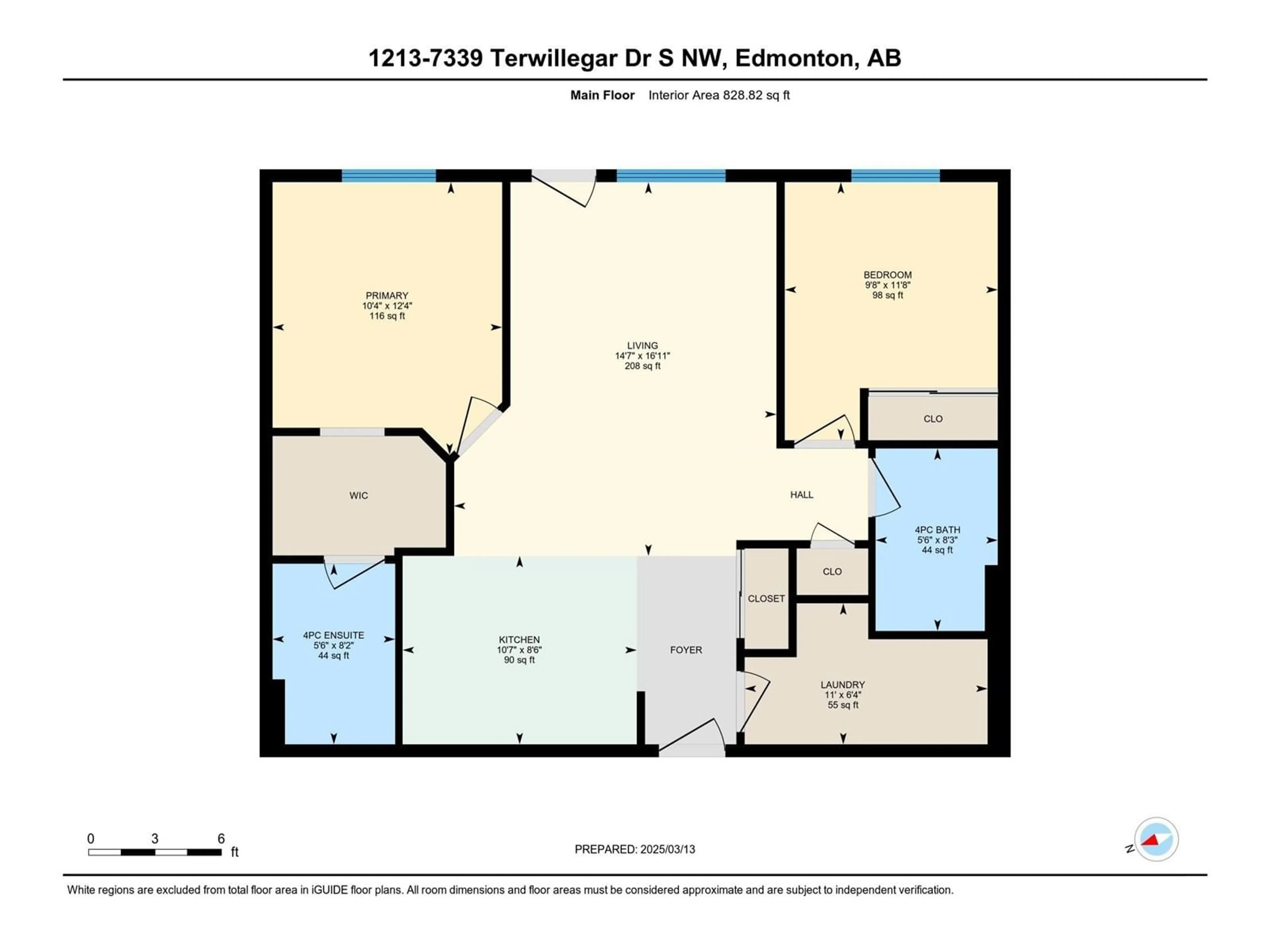 Floor plan for #1213 7339 SOUTH TERWILLEGAR DR NW, Edmonton Alberta T6R0E1