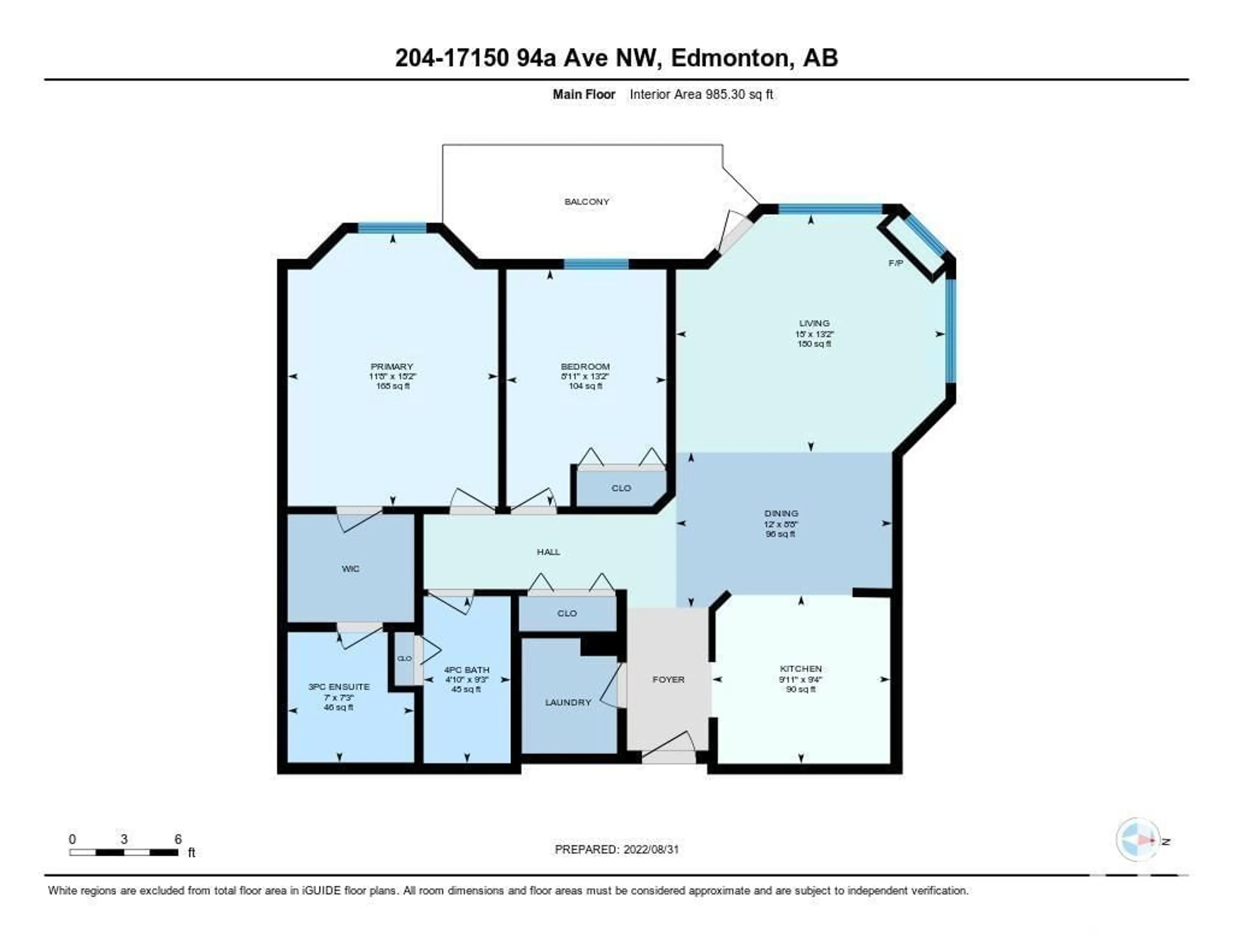 Floor plan for #204 17150 94A AV NW, Edmonton Alberta T5T6L7