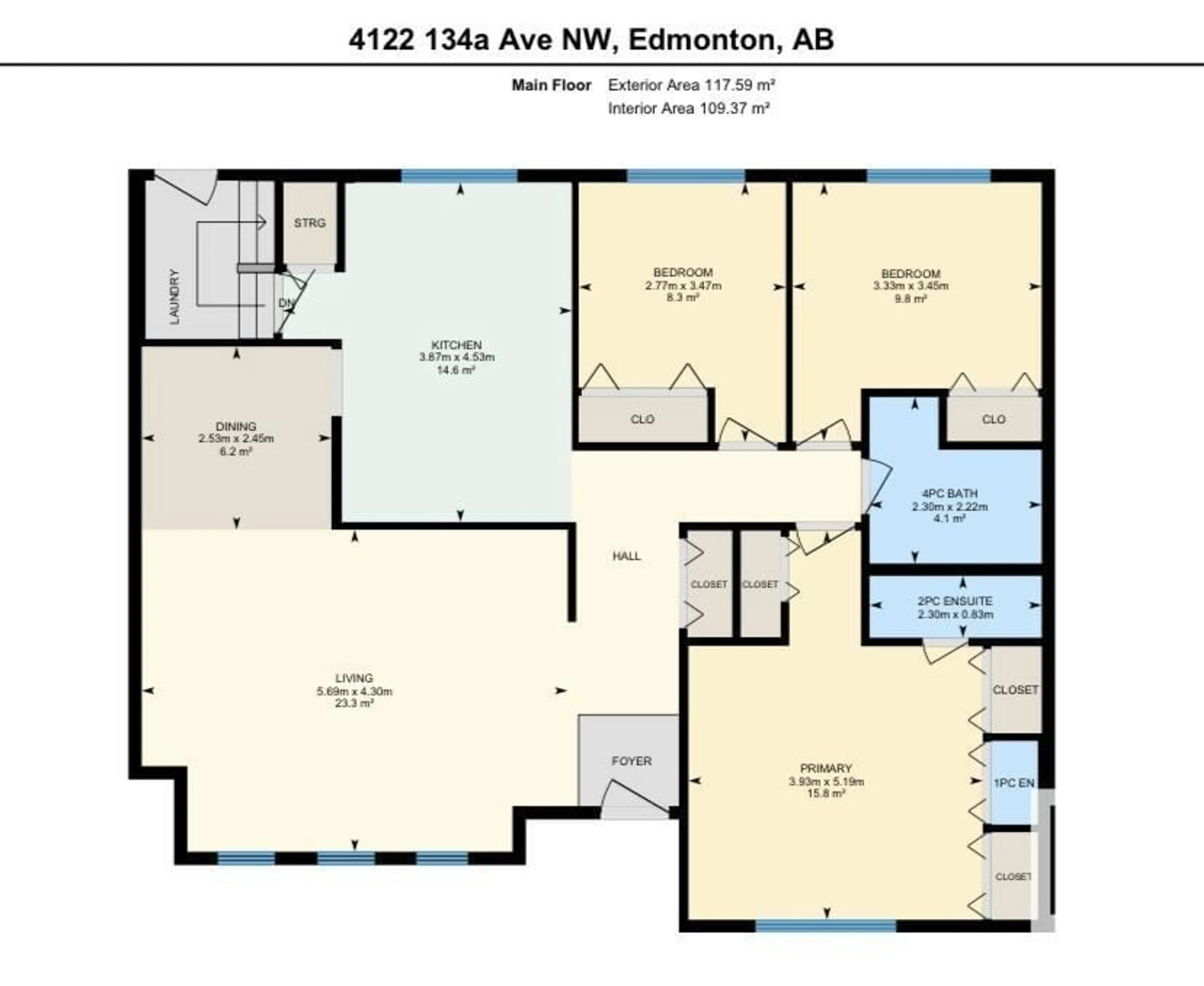 Floor plan for 4122 134A AV, Edmonton Alberta T5A2N5