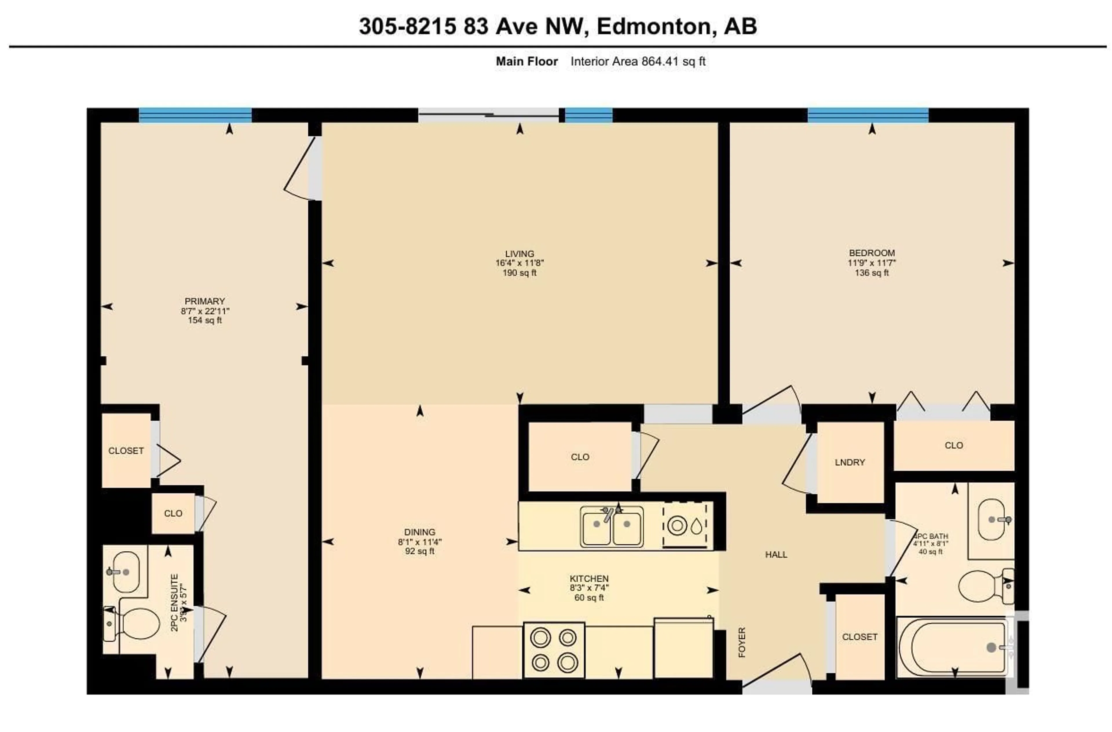 Floor plan for #305 - 8215 83 AV, Edmonton Alberta T6J0Z7