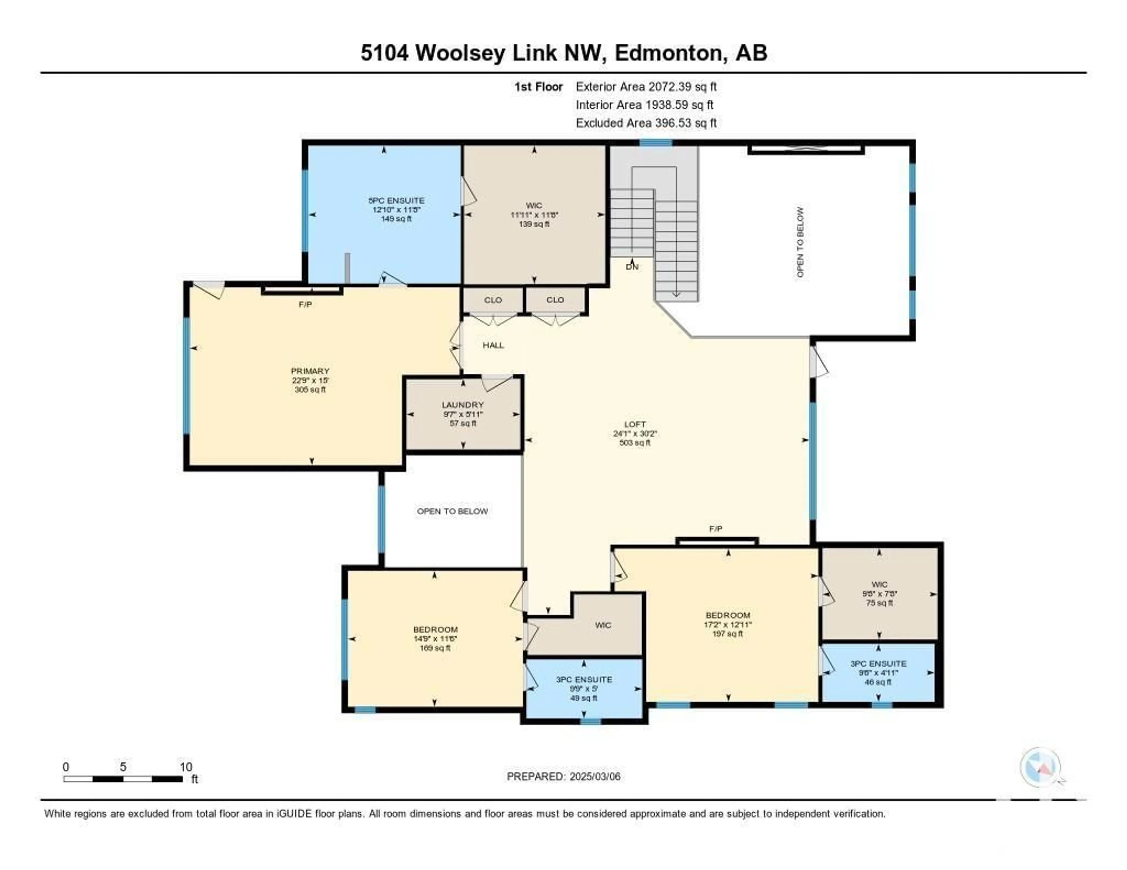 Floor plan for NW - 5104 WOOLSEY LI, Edmonton Alberta T6W2E1
