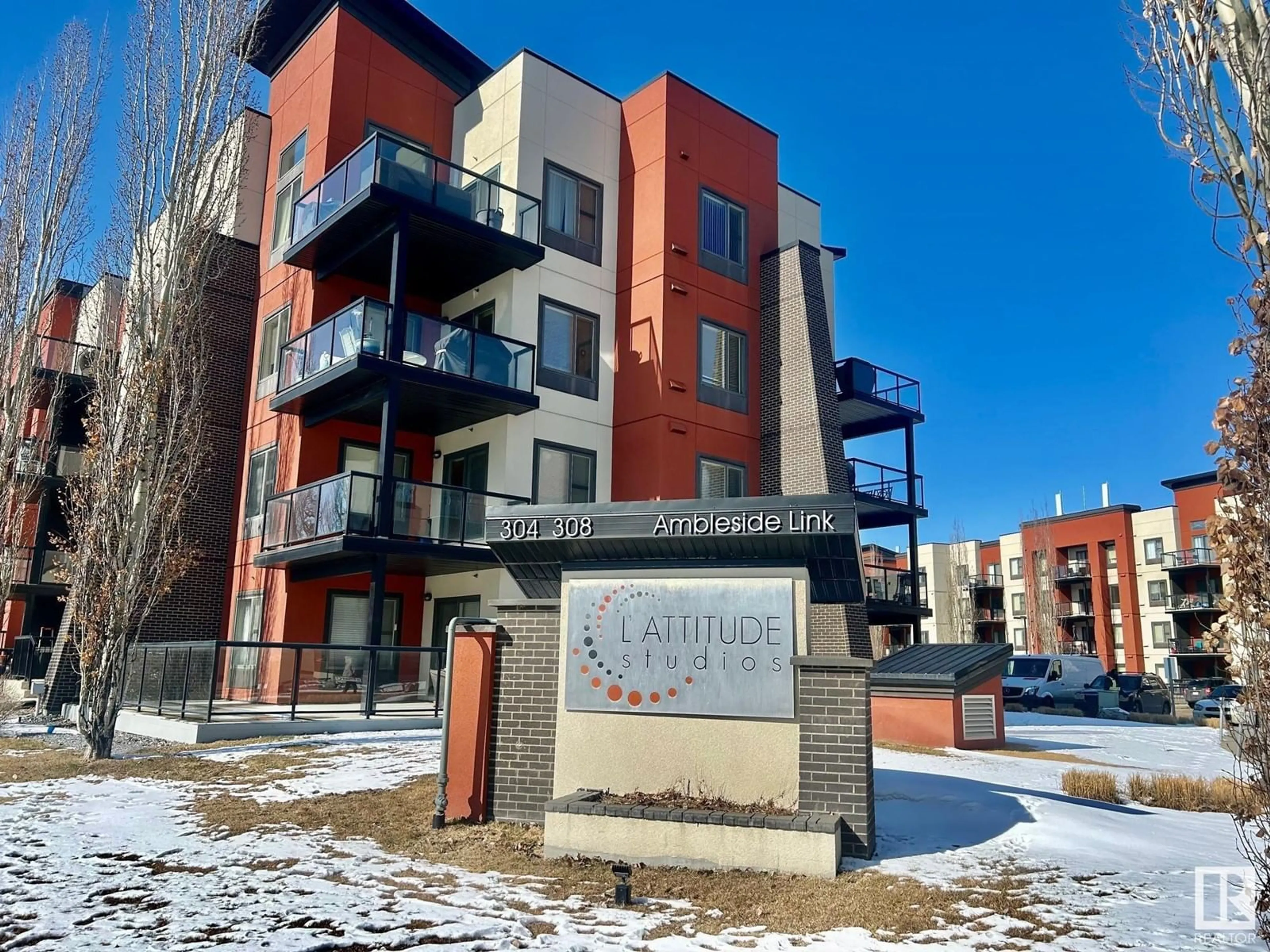 A pic from outside/outdoor area/front of a property/back of a property/a pic from drone, building for 308 - 333 AMBLESIDE LINK, Edmonton Alberta T6W0V3
