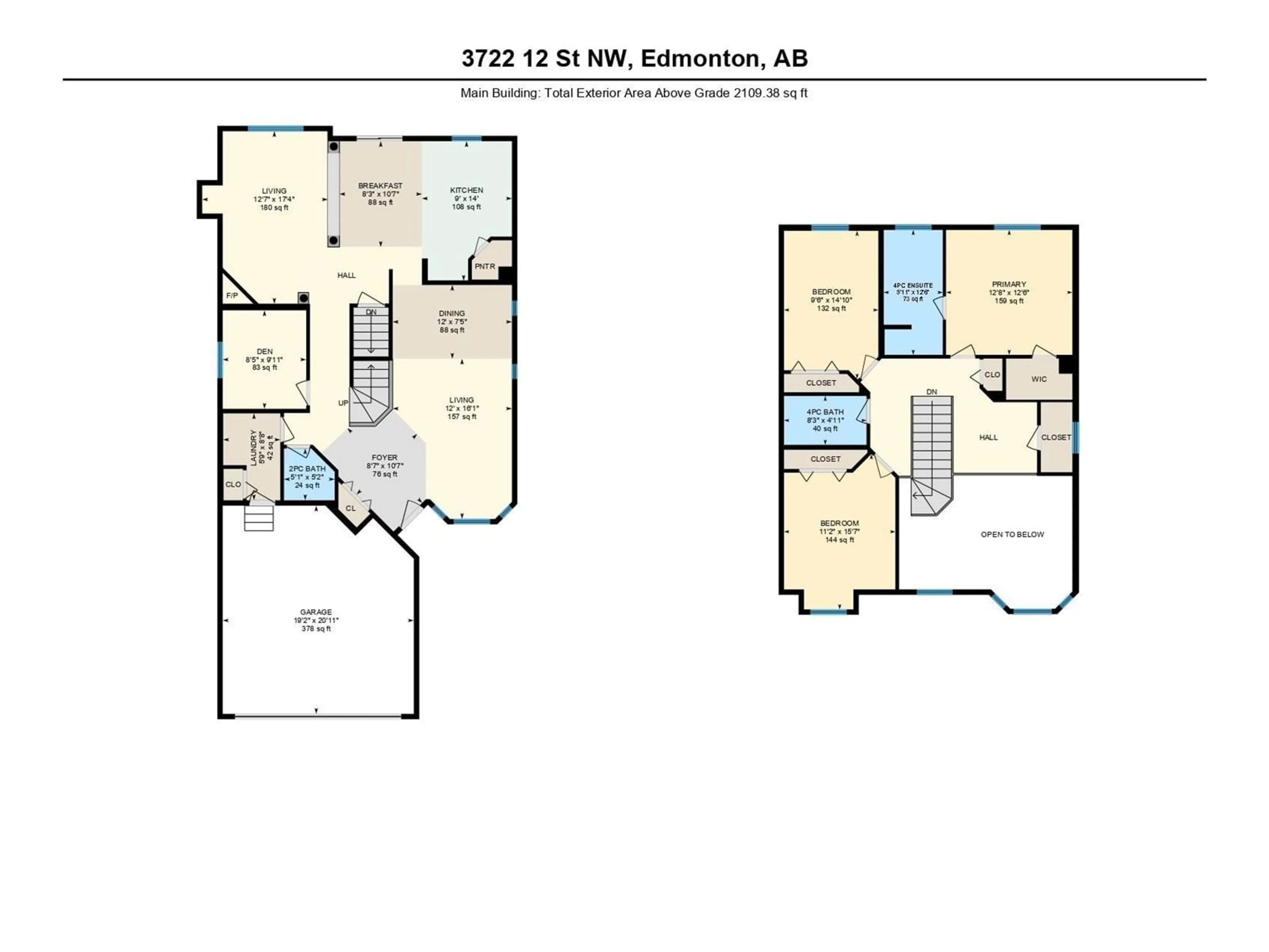 Floor plan for 3722 12 ST, Edmonton Alberta T6T0G3