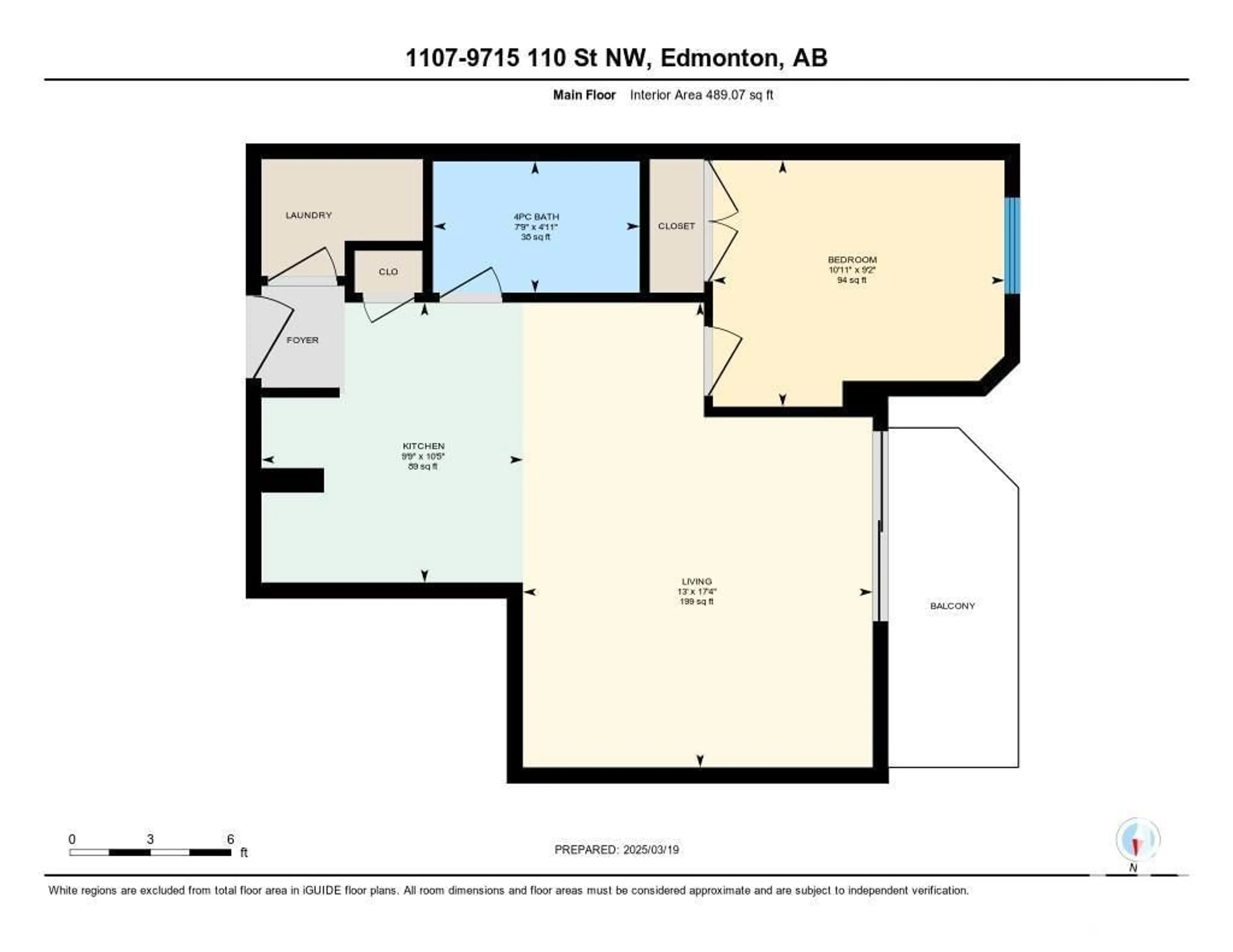 Floor plan for 1107 - 9715 110 ST NW, Edmonton Alberta T5K2M1