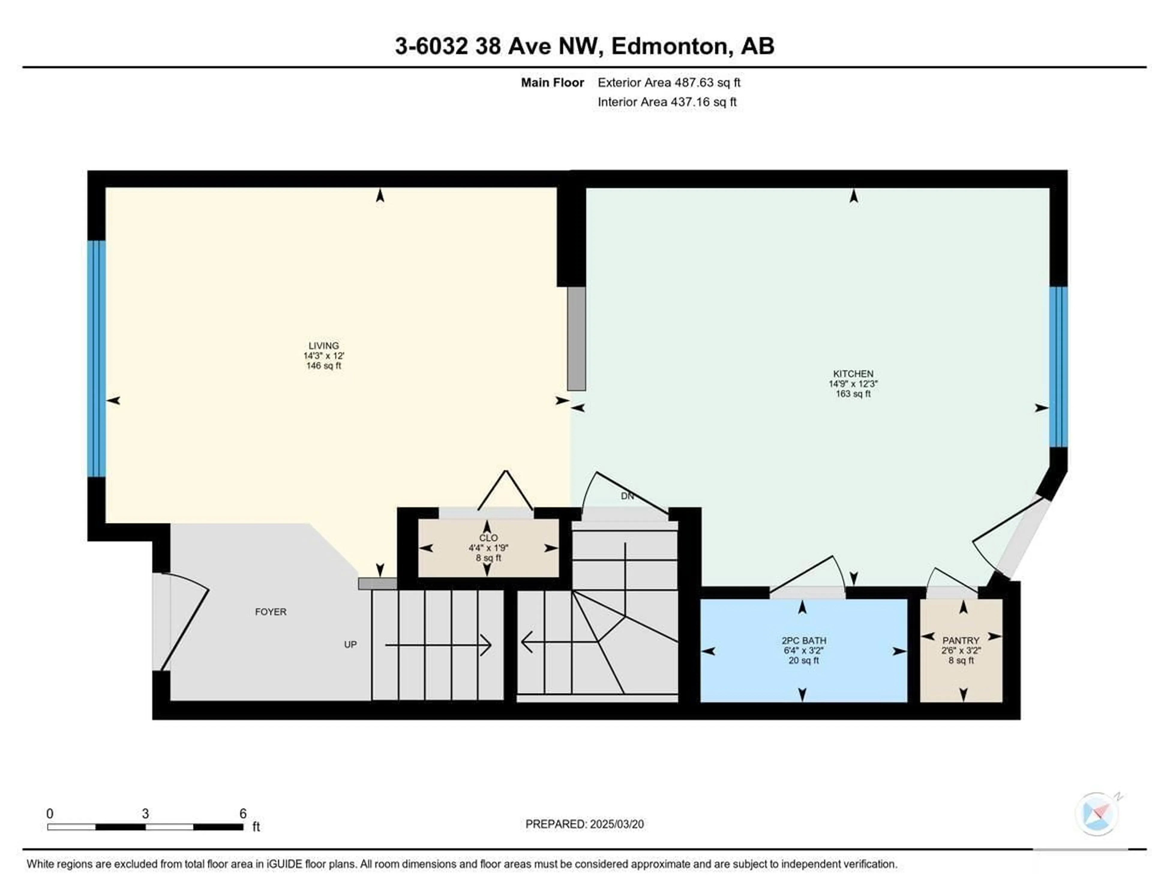 Floor plan for #3 - 6032 38 AV, Edmonton Alberta T6L0A4