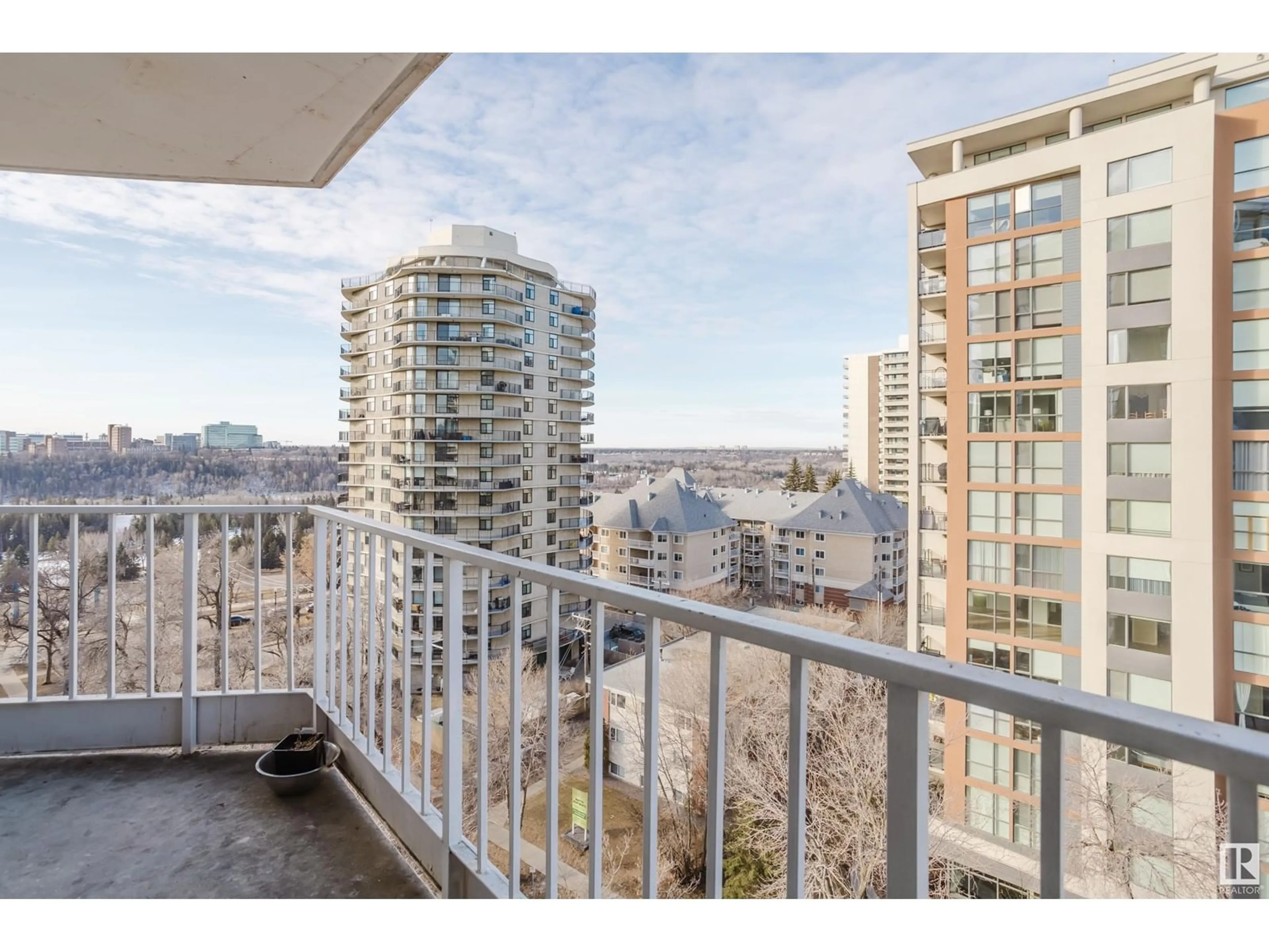 Balcony in the apartment, city buildings view from balcony for 10045 - 1004 117 ST, Edmonton Alberta T5K1W8