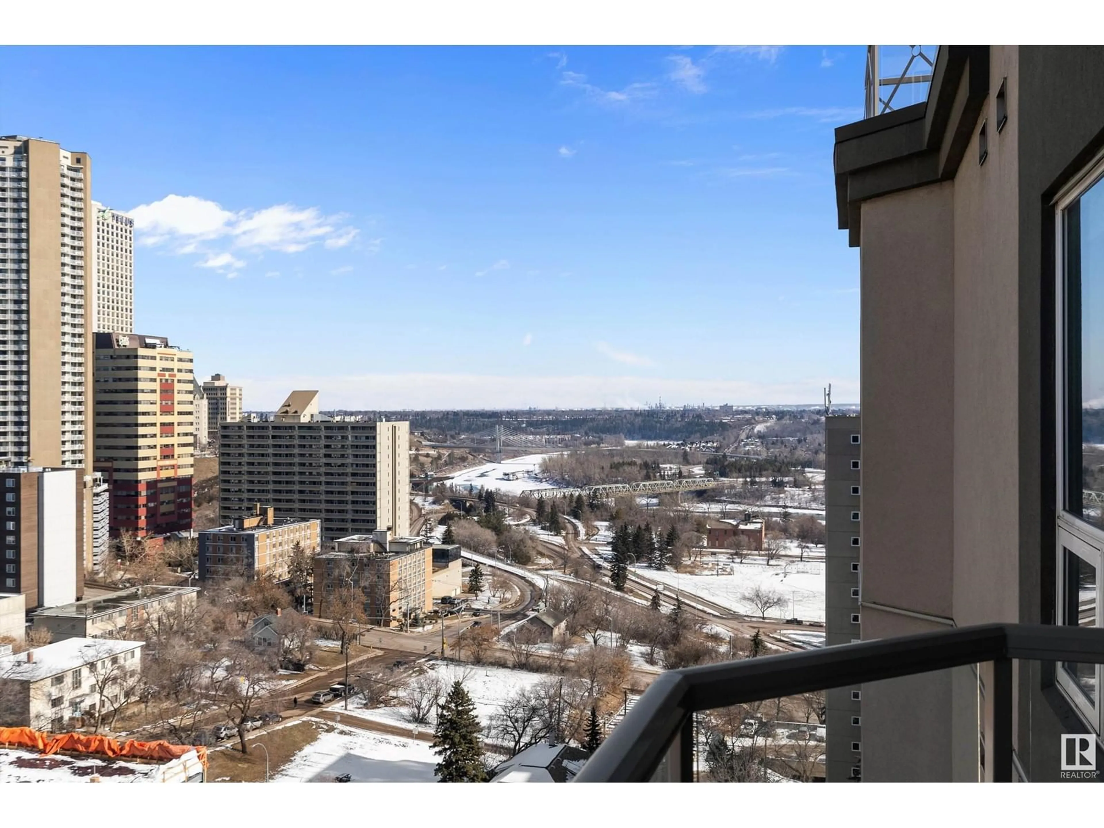 Balcony in the apartment, city buildings view from balcony for 9819 - 1301 104 ST, Edmonton Alberta T5K0Y8