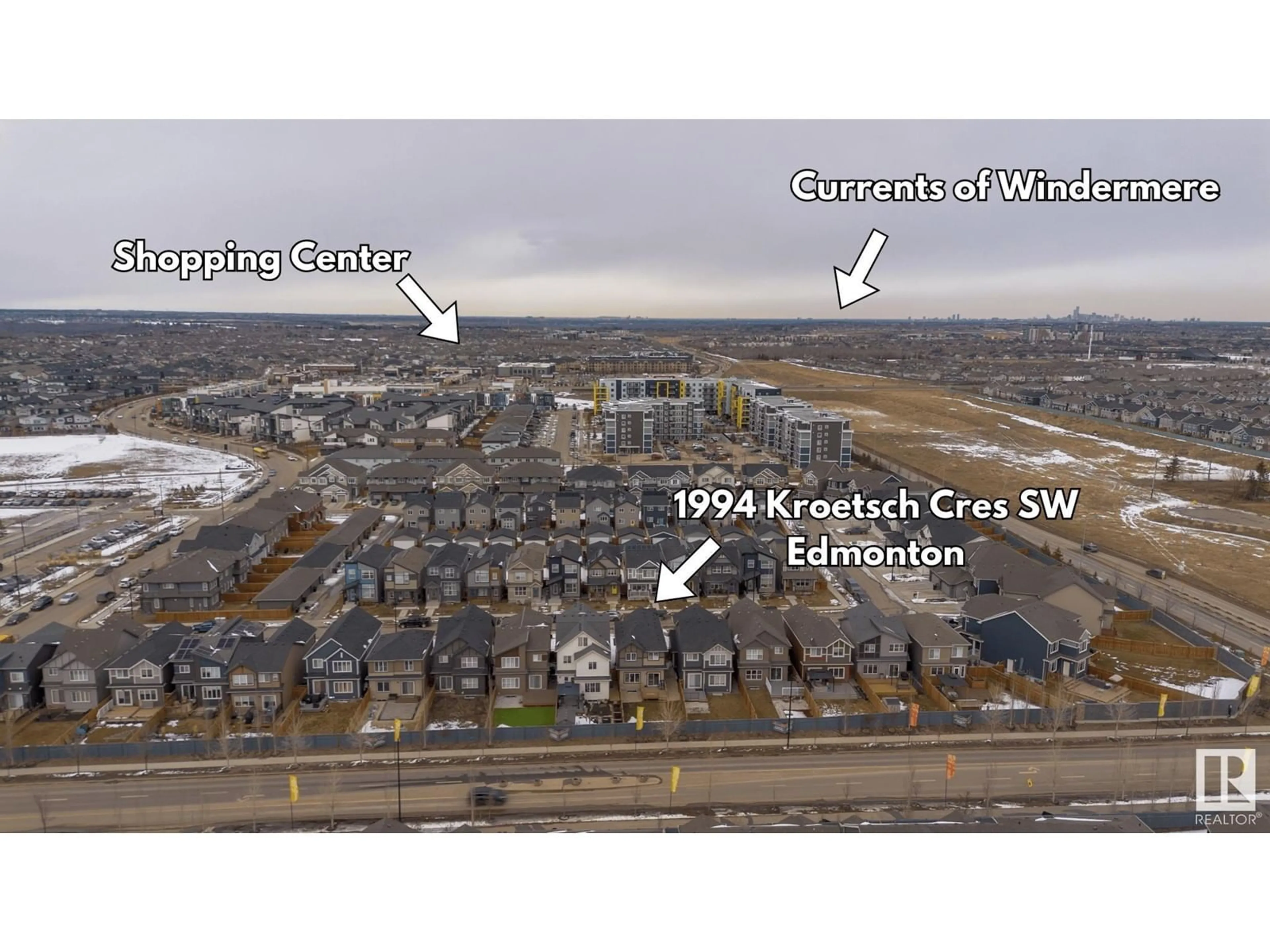A pic from outside/outdoor area/front of a property/back of a property/a pic from drone, unknown for 1994 KROETSCH CR, Edmonton Alberta T6W4J4